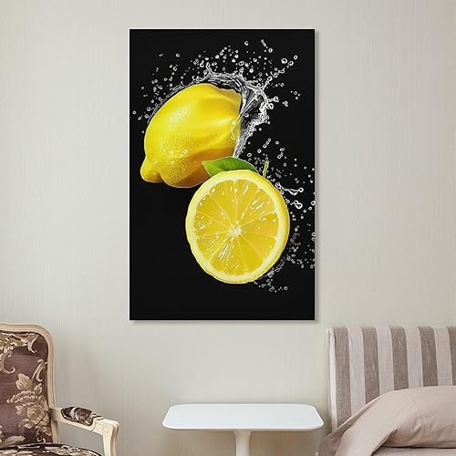 Miniatura 7 de Lienzo Decorativo De Limón Para Pared, Cuadro De Frutas, Pintura De Agua Con Salpicaduras De Limón, Impresiones Artísticas De Verano, Cocina,