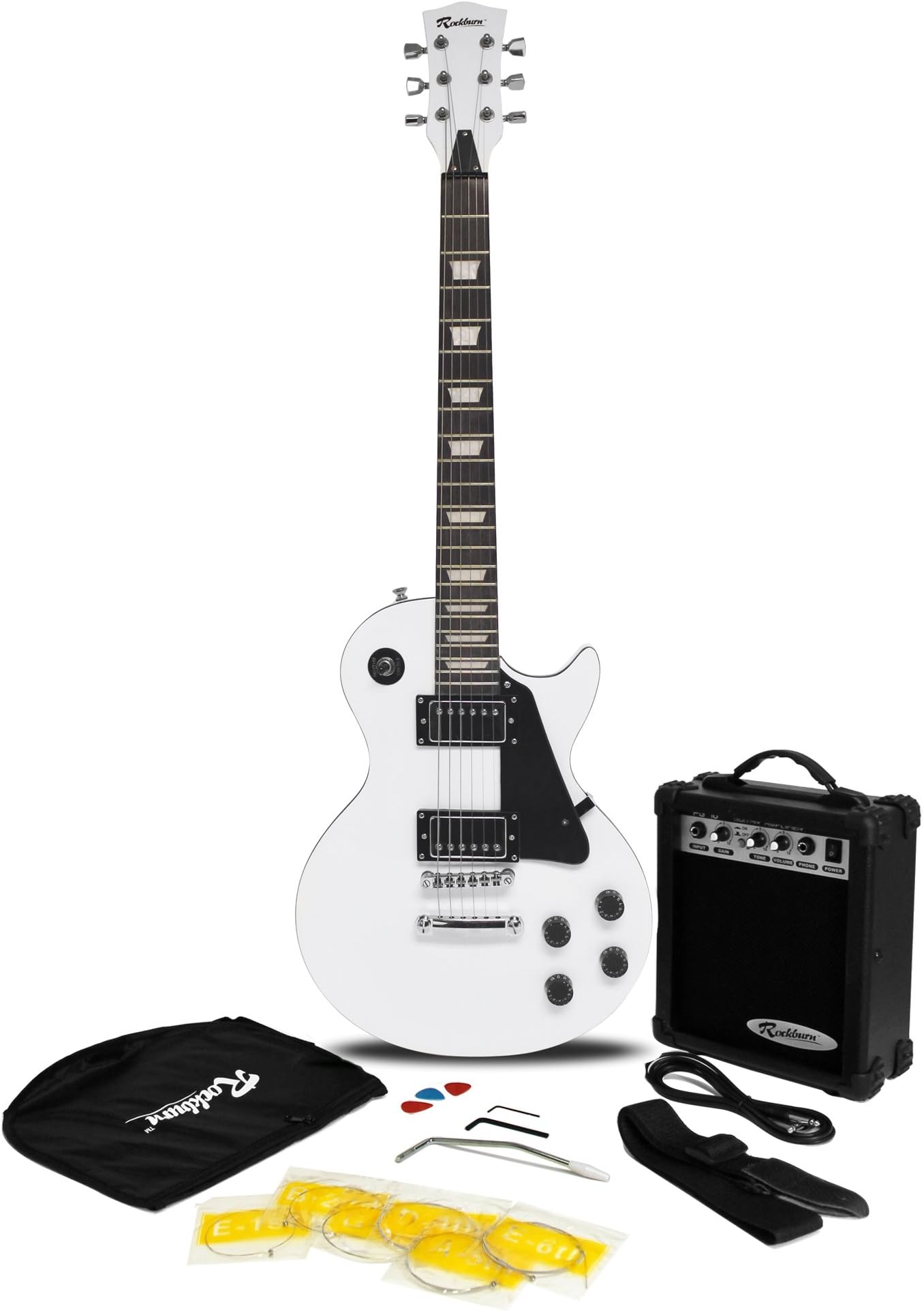 Rockburn LP2-WHT-PK Electric Guitar Pack - White