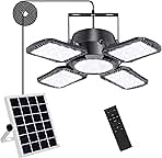 Auzev Solar Shed Light Indoor Outdoor Upgrade 176 LED 4 and 1 Heads Solar Powered Motion Sensor Pandent Daytime Work Lights with 4 Modes Remote Control Security lamp for Garage Gazebo Barn