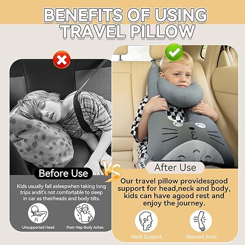 Miniatura 3 de Almohada de viaje, almohada de automóvil para niños, almohada de viaje para asiento de automóvil, almohada en forma de U para viajes, material