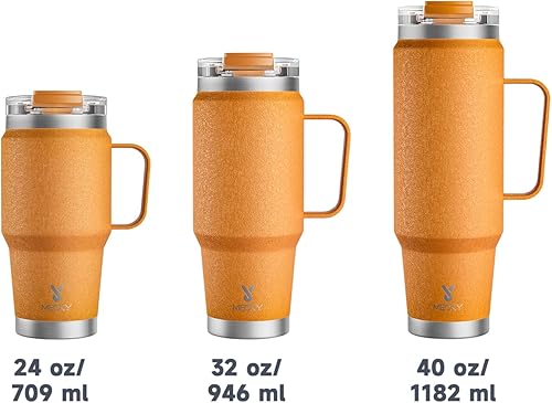 Miniatura 136 de Meoky Vaso de 32 onzas con asa, vaso aislado con tapa y popote, taza de viaje de acero inoxidable, 100% a prueba de fugas, mantiene el frío durante
