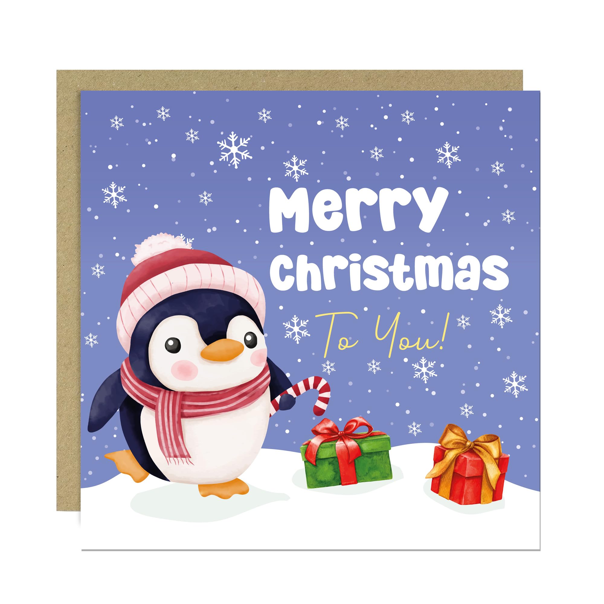 RED OCEAN Merry Christmas Card For Teacher Kids Children Happy Christmas Cards 145x145mm With Kraft Envelope Xmas Cards For Friends Family