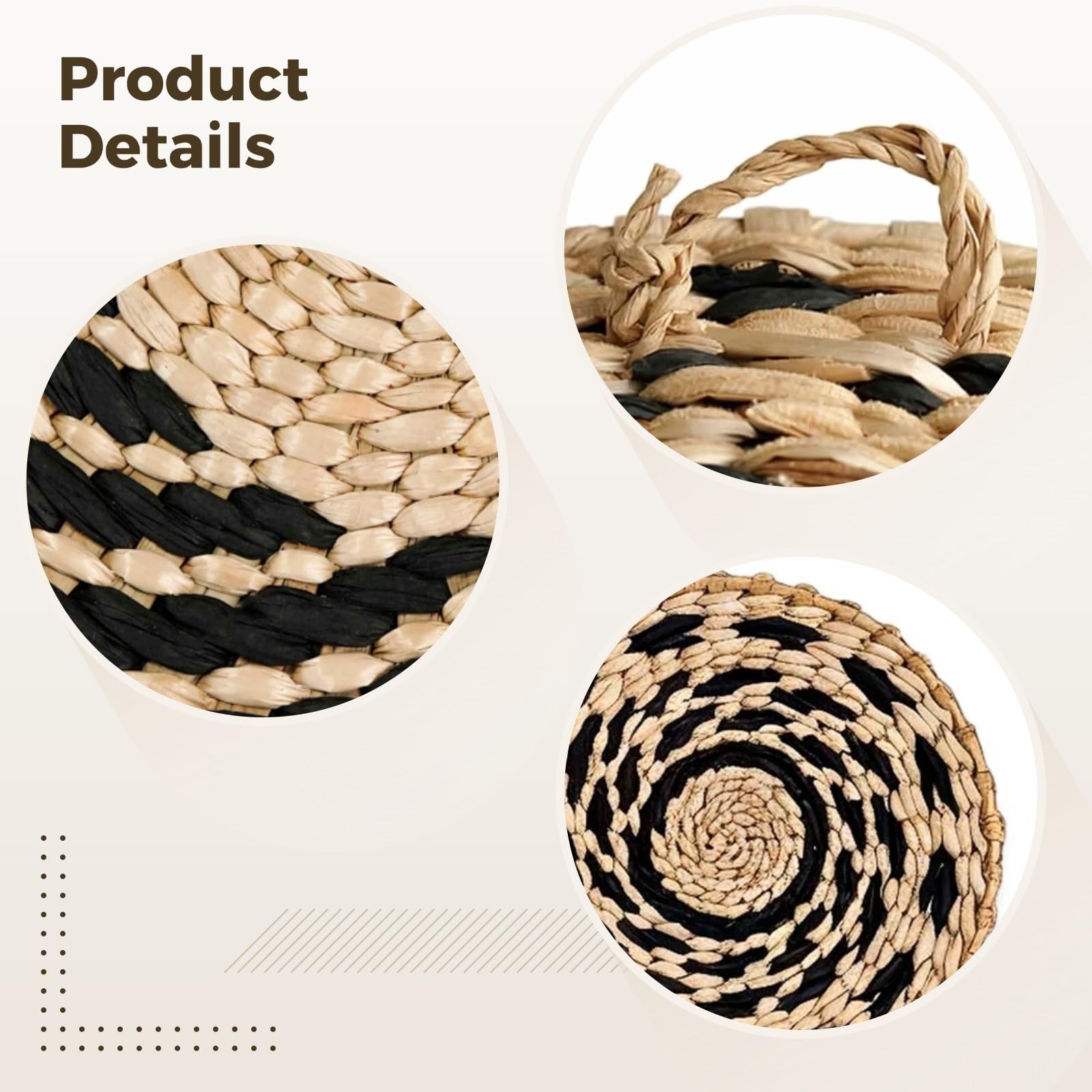 Naturgeflochtene Körbe im nordischen Stil mit Haken, 4-teiliges handgewebtes Seegras-Wanddekor-Set, rustikale Dekotabletts im Bohème-Stil, multifunktionale Wandbehänge im Landhausstil