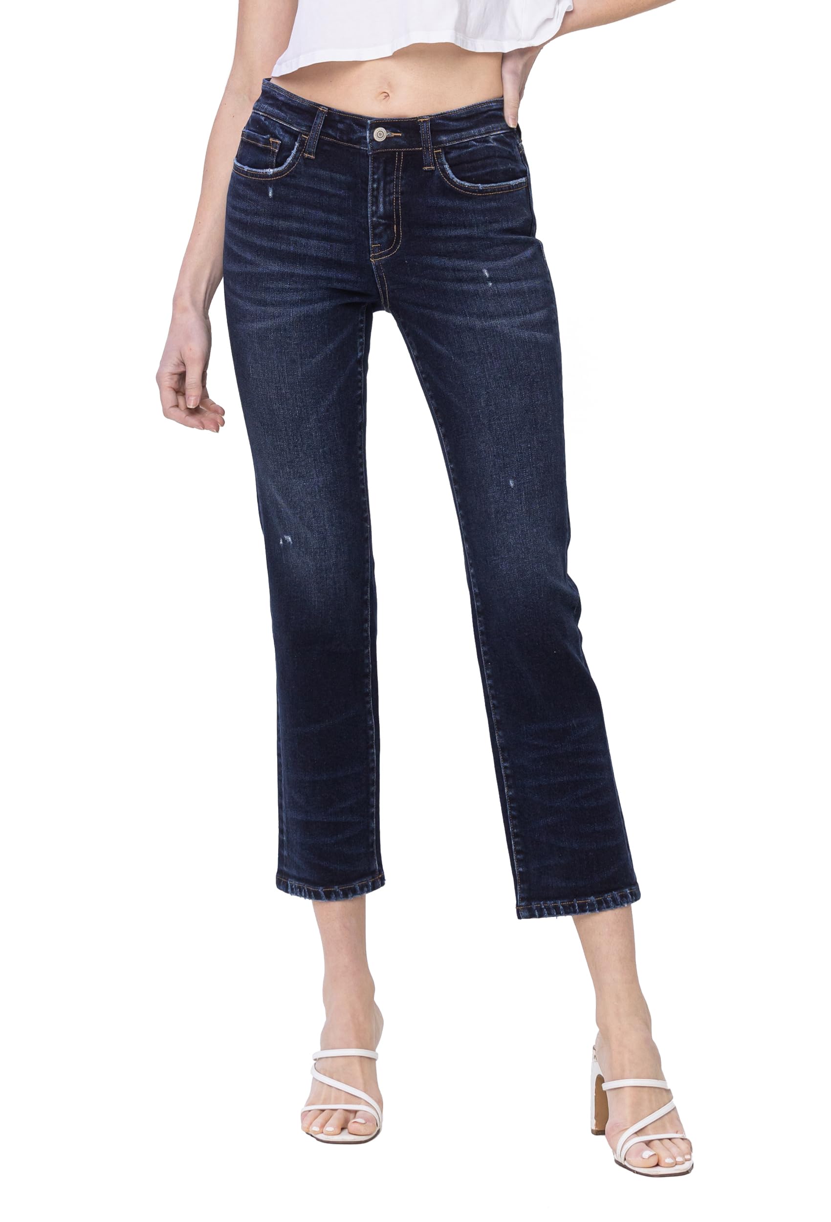 FLYING MONKEYMid Rise Slim Straight Jeans, Dark Blue