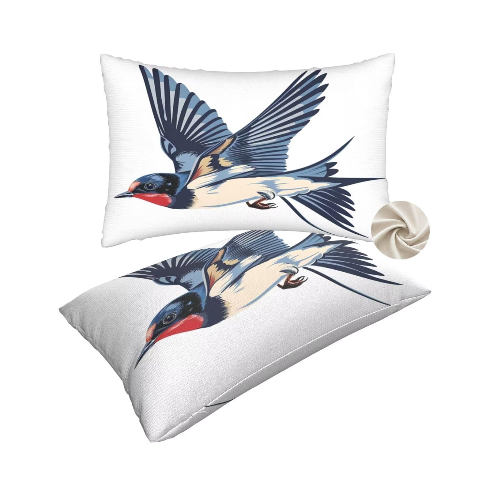 Housses de coussin 50x80 cm lot de 2 avec motifs oiseaux pour decoration de salon