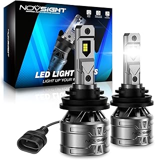 NOVSIGHT H11/H8/H9 LED Headlights Bulbs, 60W 13000LM Bright High Low Beam LED Headlights Conversion Kit, 6500K White, Plug and Play Easy Installation Halogen Replacement, Pack of 2