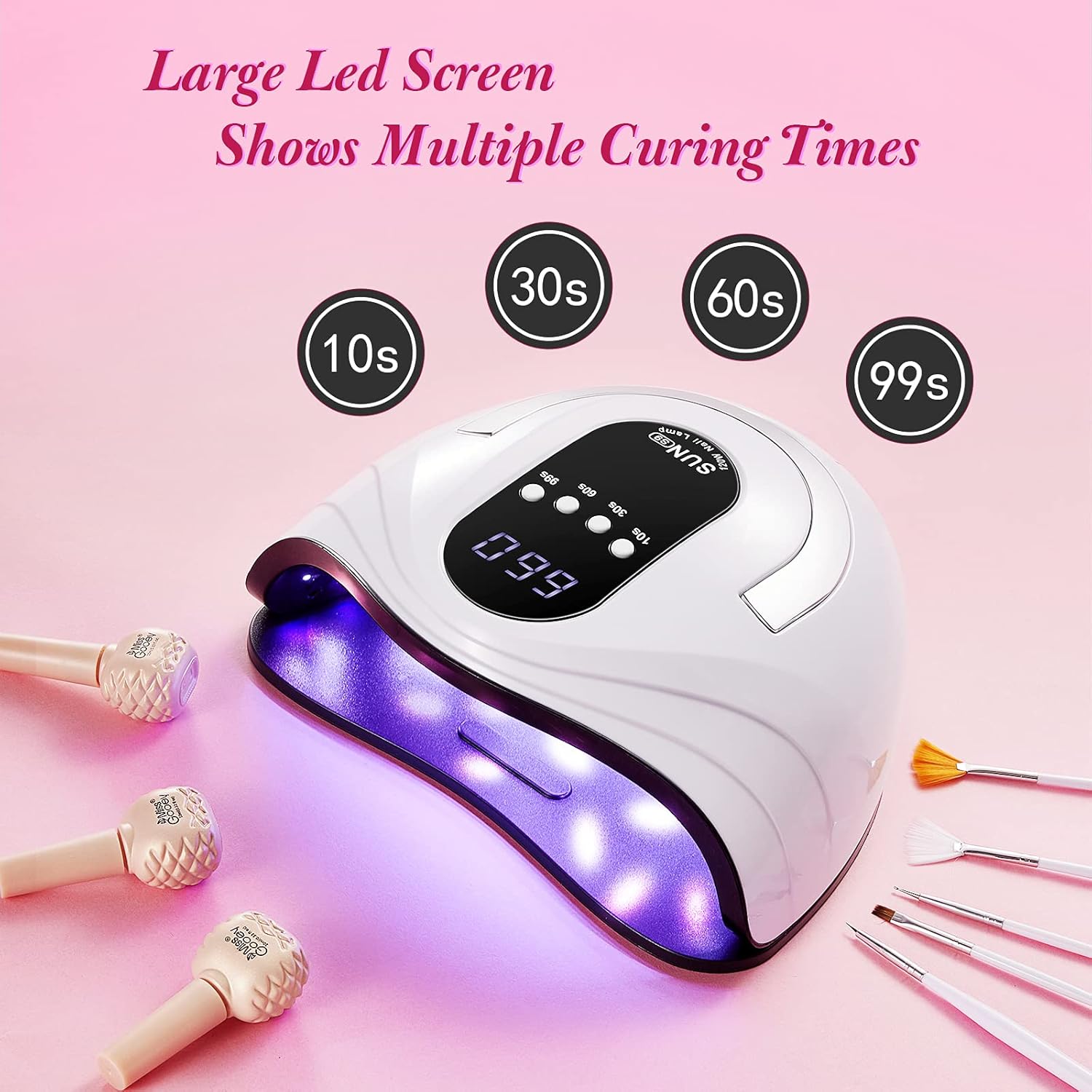 One Fire Nail Dryer, 120W Led Nail UV Light Professional, Automatic Sensor UV Led Nail Lamp Gel Polish Light, 4 Timer Gel Polish UV Nail Light, Portable Large Space UV Light for Nails Gel Polish Dryer : Beauty & Personal Care