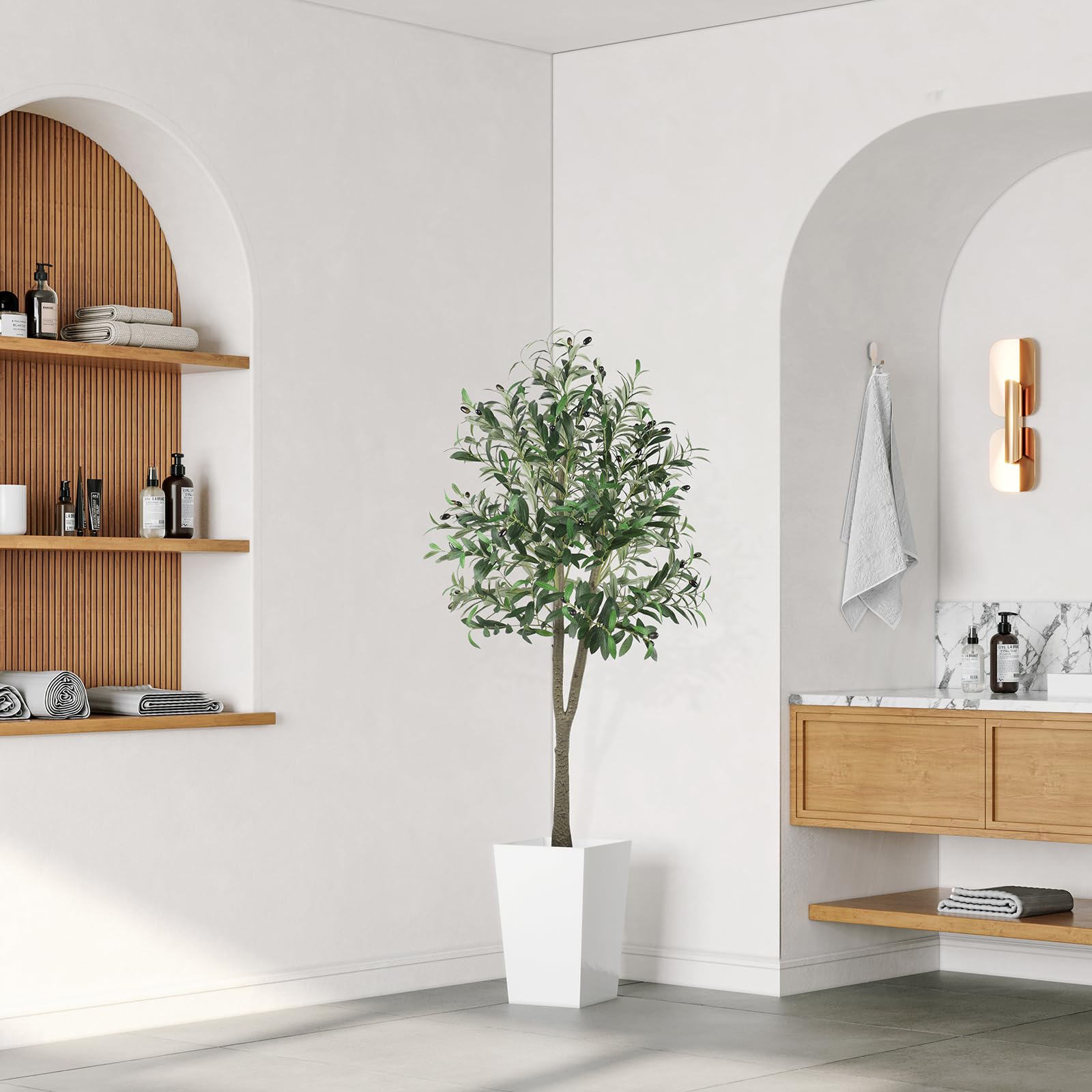 YOLEO Albero Artificiale di Ulivo 150 cm Piante Artificiali Interno Falso Pianta Verde Decorazione per Interno Esterno Casa Camera Soggiorno Balcone Cortile Giardino