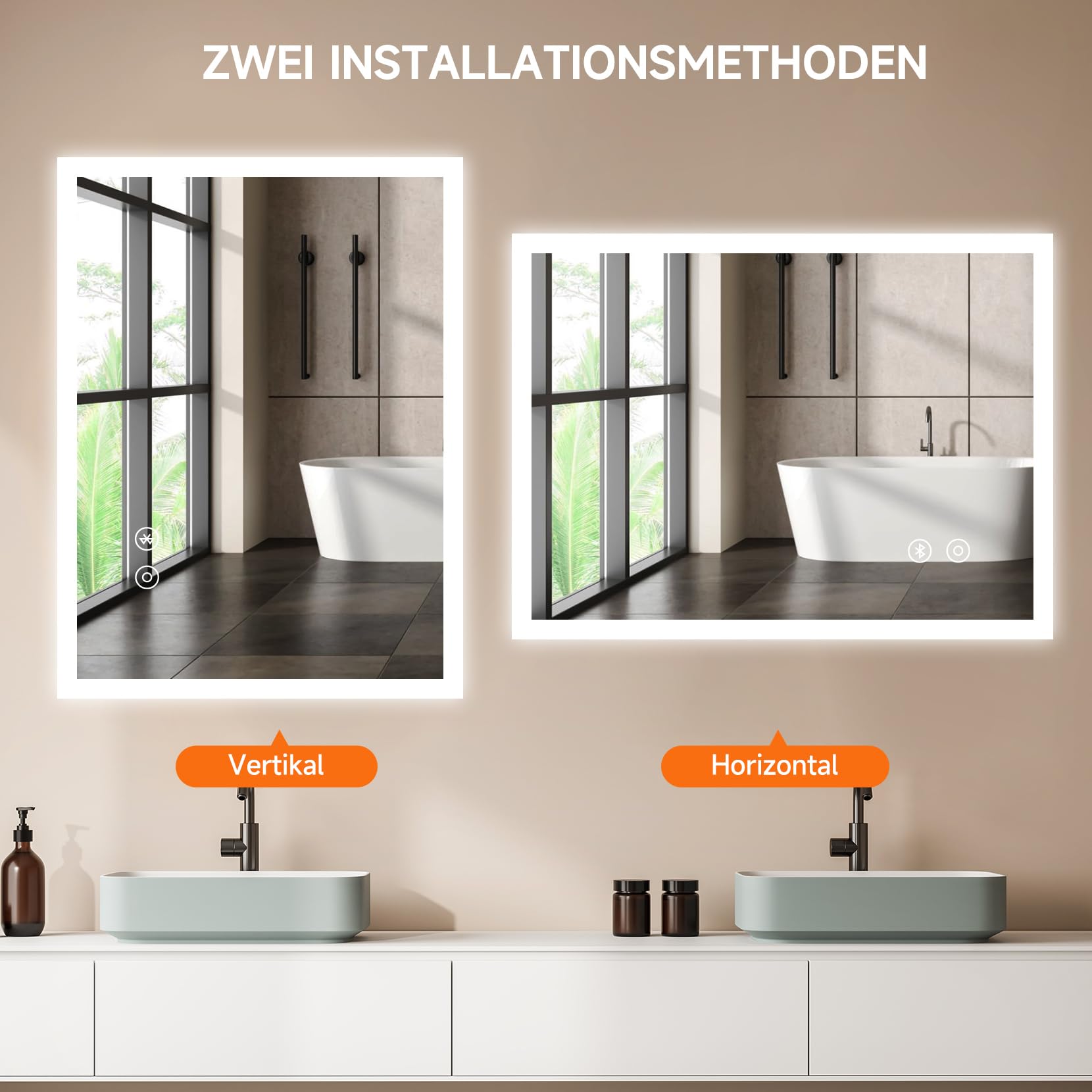 YOLEO Specchio da Bagno con Luce, Specchio a LED con Bluetooth, Specchio Bagno con Presa di Corrente, Antiappannamento, 3 Colori di Luce Regolabili, 80x60cm