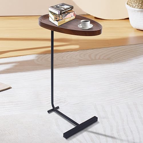 Miniatura 4 de Mesa auxiliar pequeña, mesa auxiliar en forma de C para sofá y cama, mesa de bandeja de TV con marco de metal, mesa auxiliar pequeña para espacios