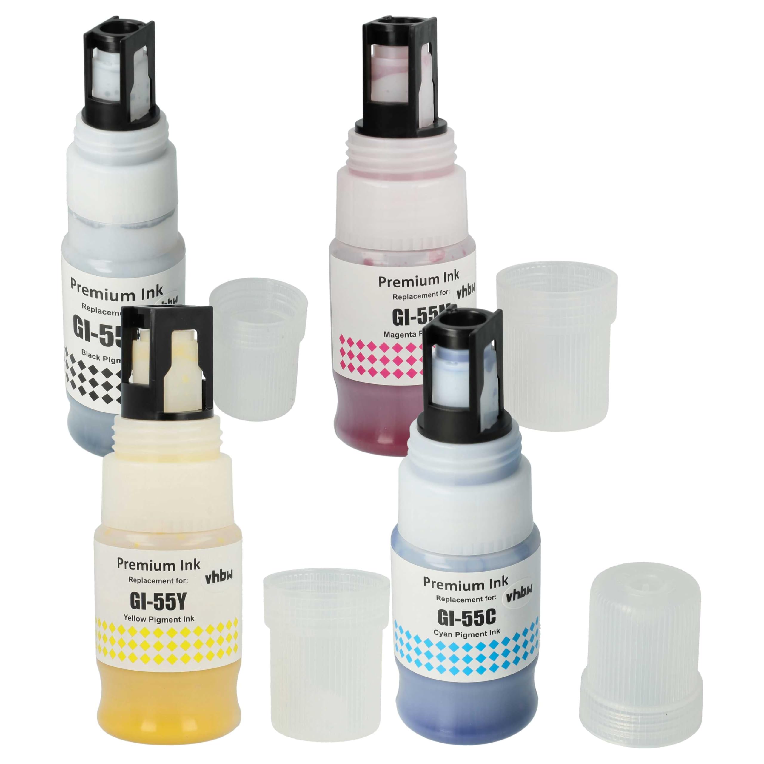 vhbw 4x inchiostro compatibile con Canon MAXIFY GX 2050, GX 2040, GX 1050 stampante - set di ricarica ciano, magenta, nero, giallo pigmentato