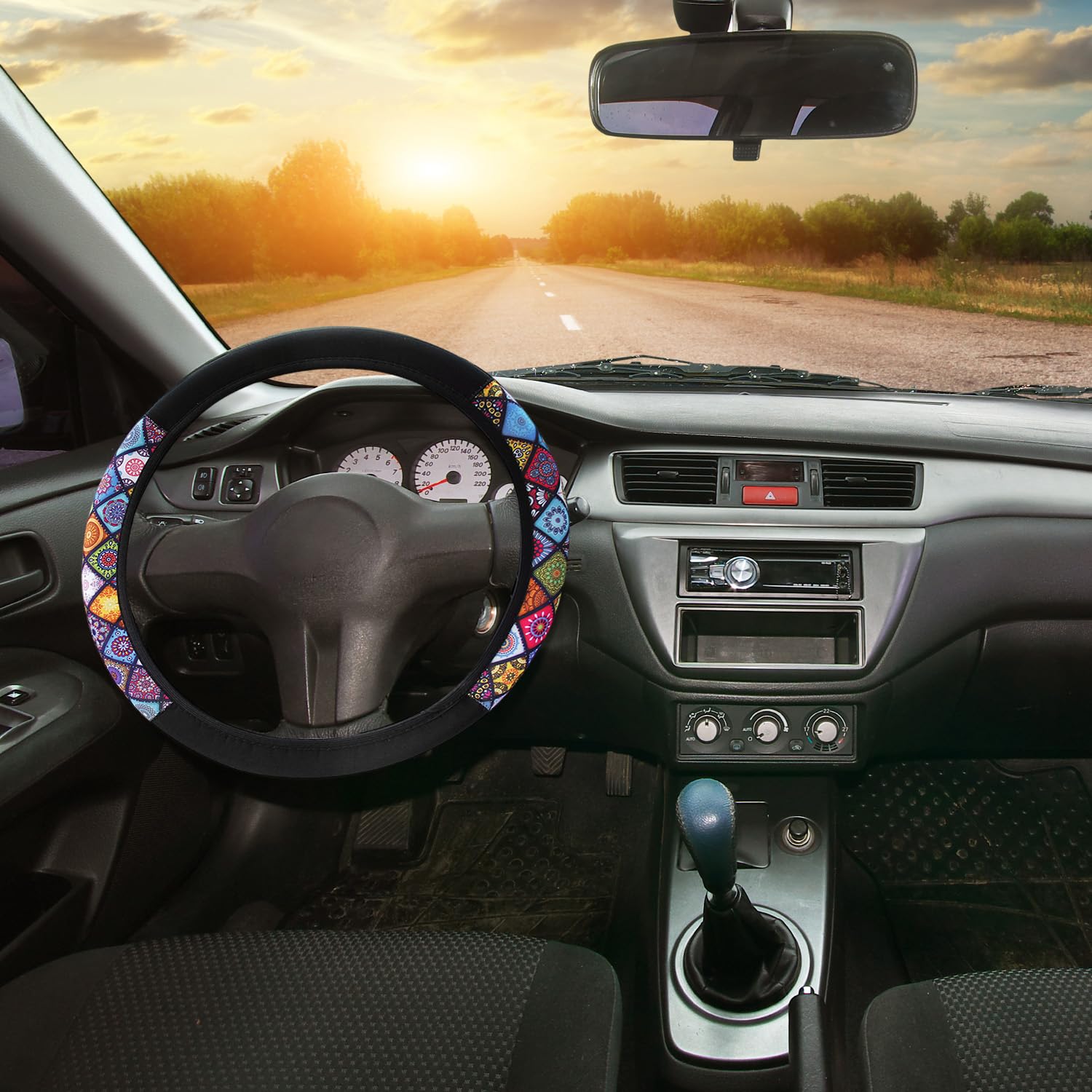 1 Pezzo Coprivolante Auto, Coprivolante in stile nazionale, Copri Sterzo in Microfibra Traspirante e Antiscivolo, Coprivolante che Assorbe il Sudore 37-38cm Universale