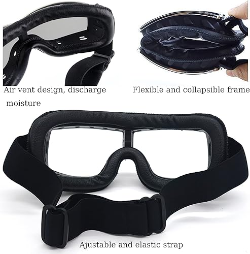 Miniatura 3 de evomosa Gafas de Motocicleta Vintage Antiarañazos Gafas de Scooter Esquí para Hombres Mujeres Adultos