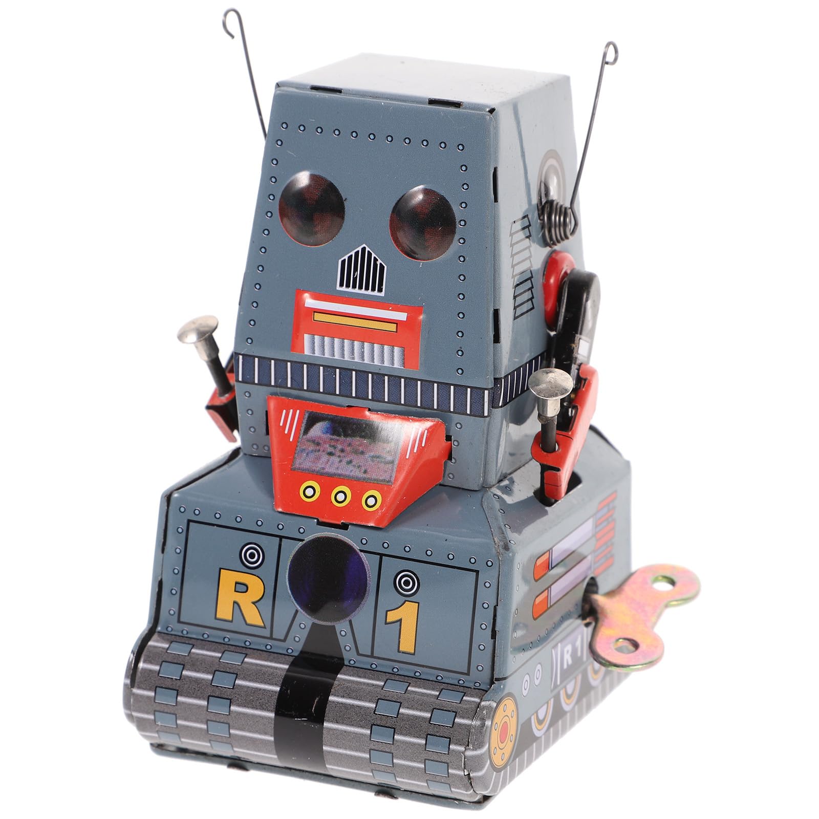VOSAREA Wind Up Vintage Robot Retro Clockwork Spring Staute, Clockwork Tin Collectibles Figurine Tabletop for Photography Props, Party, Birthday, Festival, Surprise, Memories(3.93X2.36 Inch)