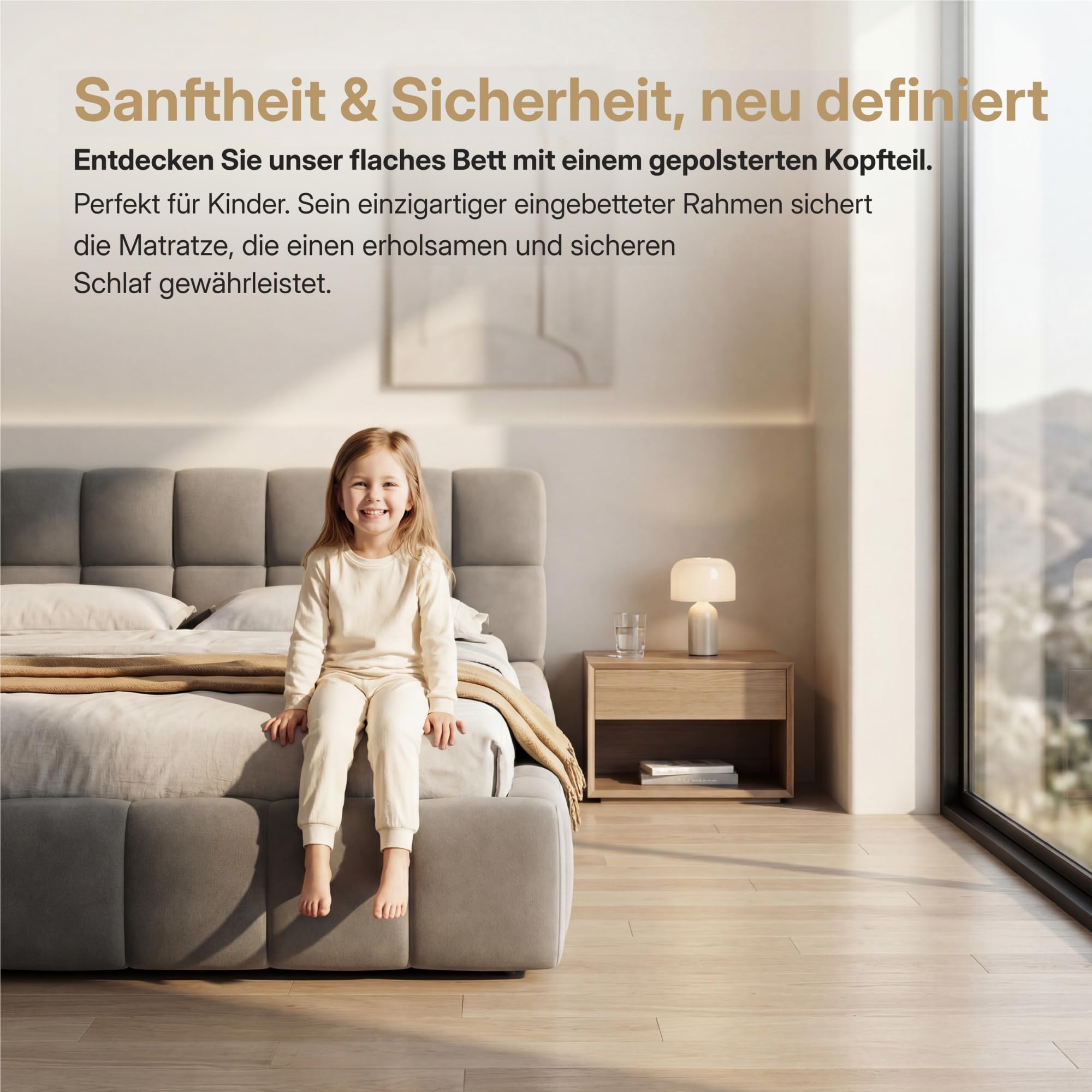 Polsterbett Bubble Bett 140x200cm, Doppelbett mit Lattenrost und weicher Rückenlehne, Jugendbett Flachbett Bettgestell, Leinen, ohne Matratze (Grau, 140 * 200)