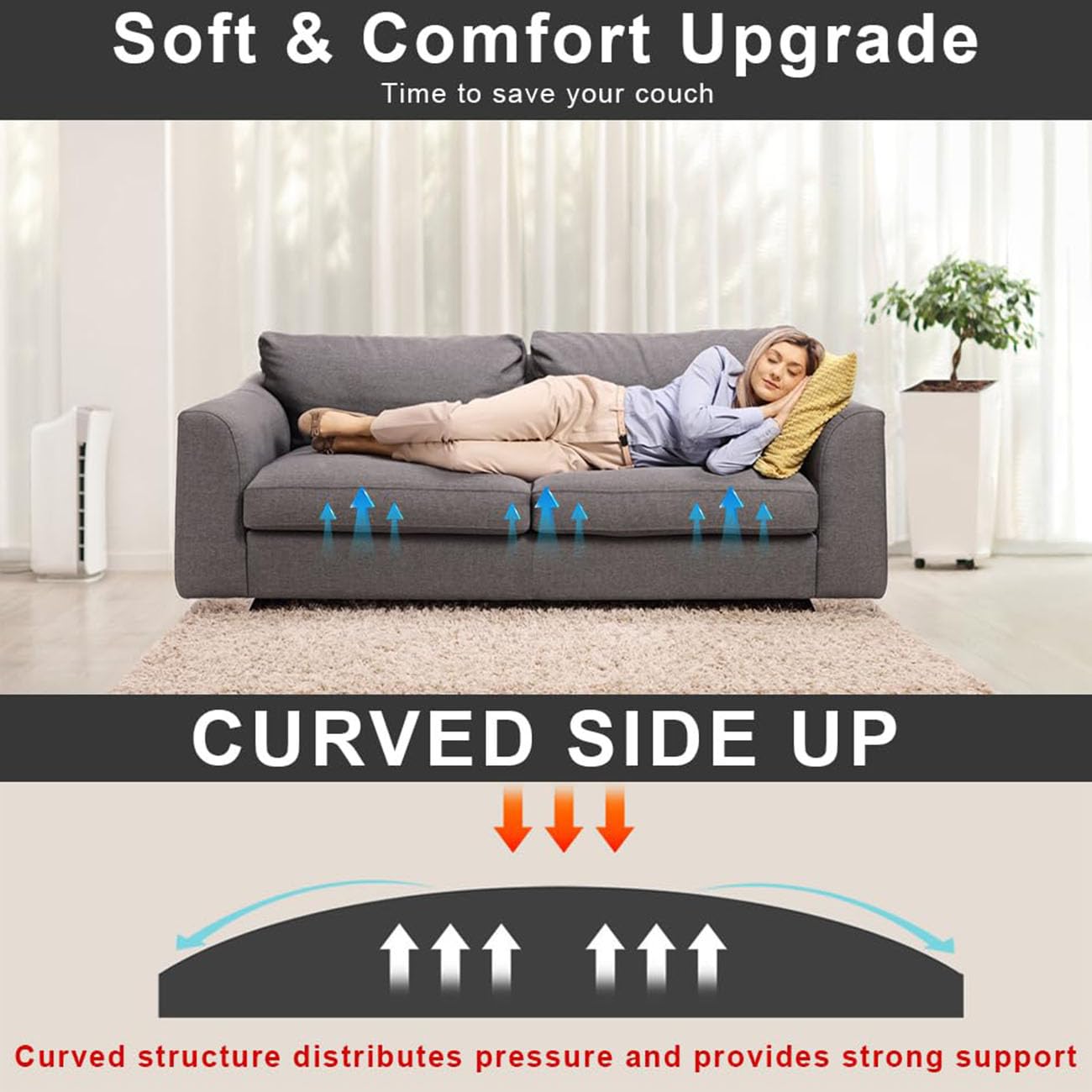 Espuma de Poliuretano para Relleno, 3 Piezas 70x70cm Almohadillas De Espuma De Alta Densidad para Sofá, Cojines de sofá hundidos reemplazables, Sillones de Poliuretano Expandido, Negro