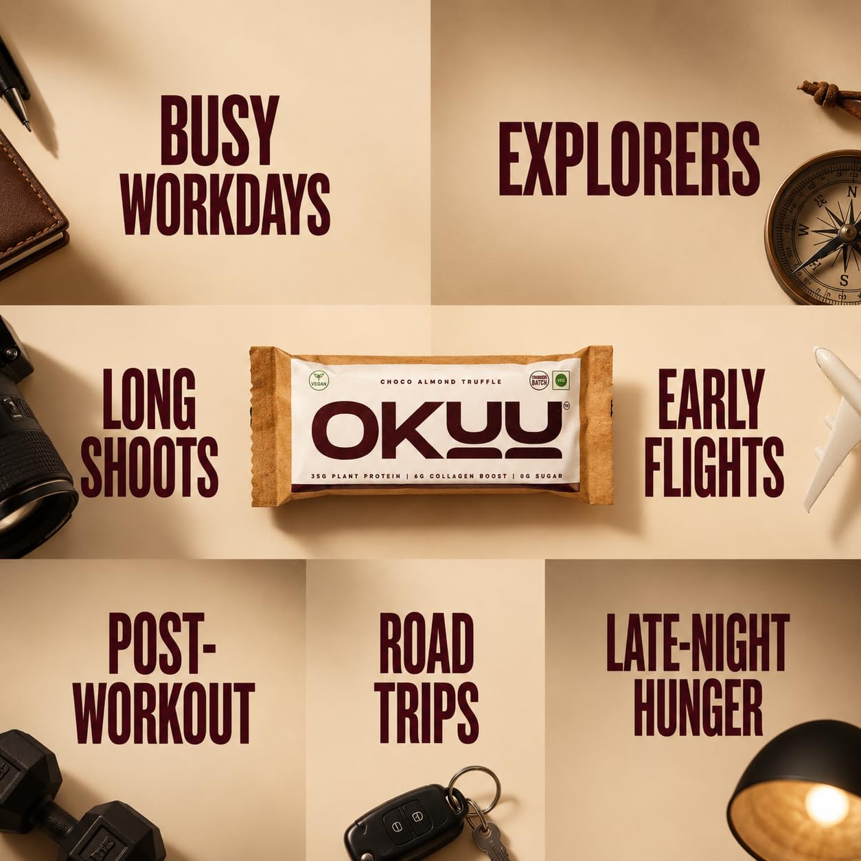 OKUU CHOCO ALMOND TRUFFLE 35G POWERFUL PROTEIN BAR | 14G Fiber, Zero Sugar & Collagen Boost Inside | Pack of 1 — Amazon image 8