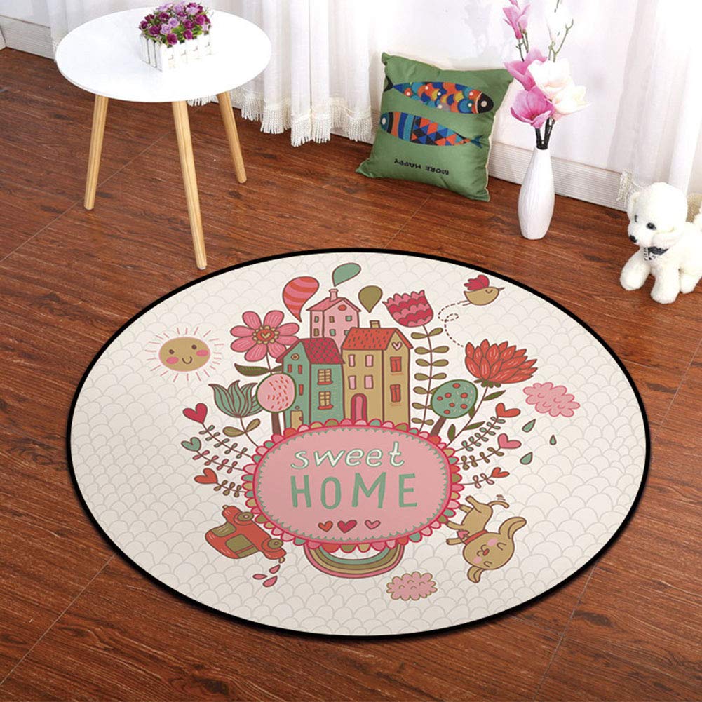 Tapis rampant rond animaux au salon : créez un coin de jeu douillet pour votre enfant