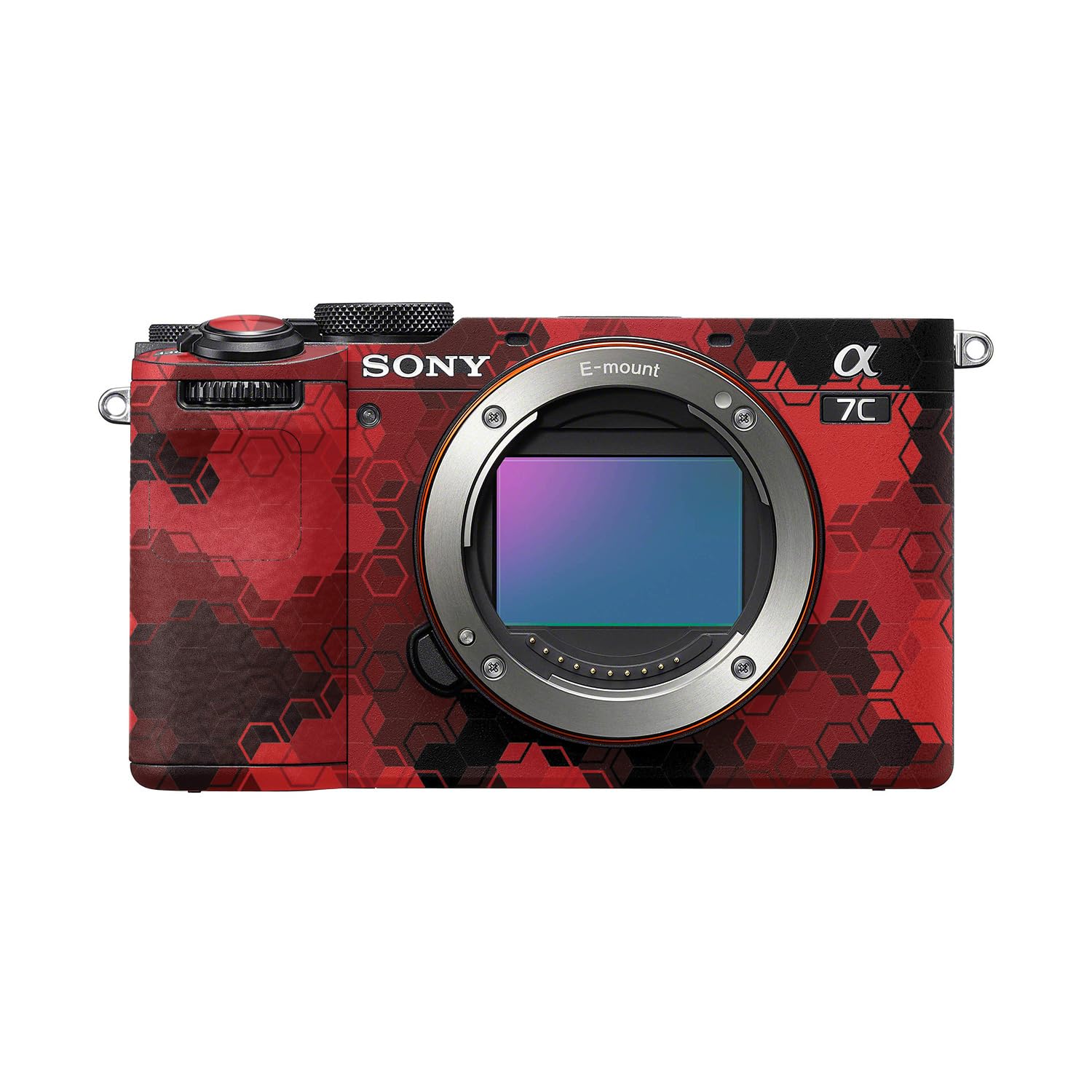Camera Skin Compatible with Sony A7C Mark II (2023) - Red Hexa Camo - Premium 3M Vinyl Protective Wrap Decal Cover - Easy to Apply | Crafted in the USA by MightySkins