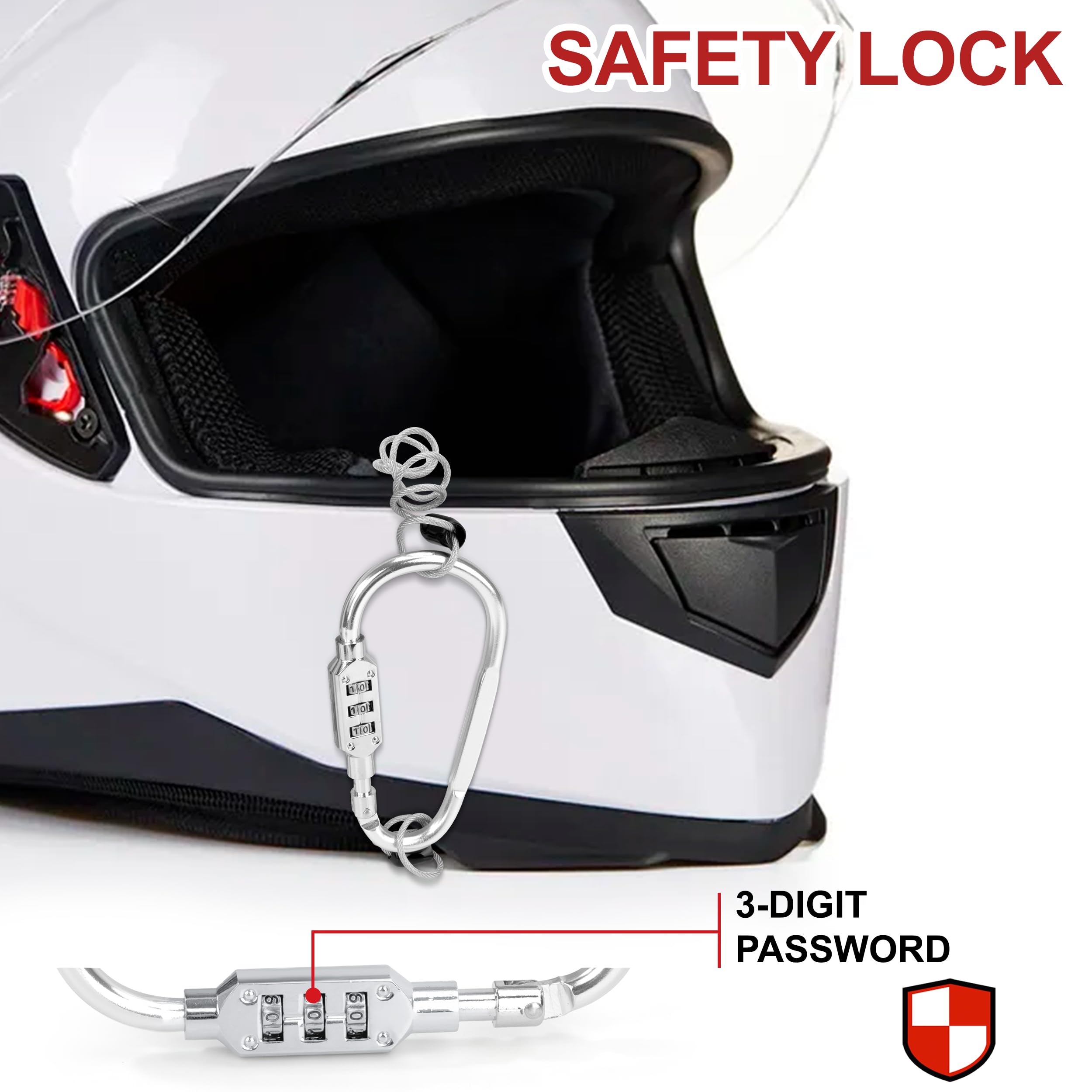 Lucchetto A Combinazione 3 Cifre Con Cavo - Per Bici, Caschi, Armadietti E Bagagli - Foto 2