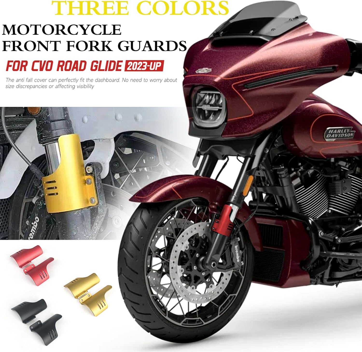 Motorcycle Front Fork Guards for Touring CVO Road Glide FLTRXSE ST FLTRXSTSE CVO Road Glide Upgrade 2024 Dust Protection Lower Fork Leg Deflector Shield (Black)