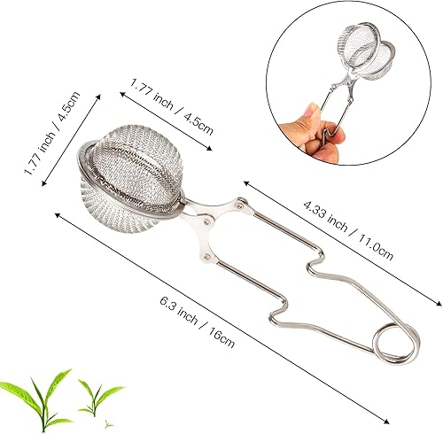 Vista 2 de Filtro de té Snap Ball, paquete de 2 filtros infusores de té de acero inoxidable con asa para té de hojas sueltas, especias, condimentos