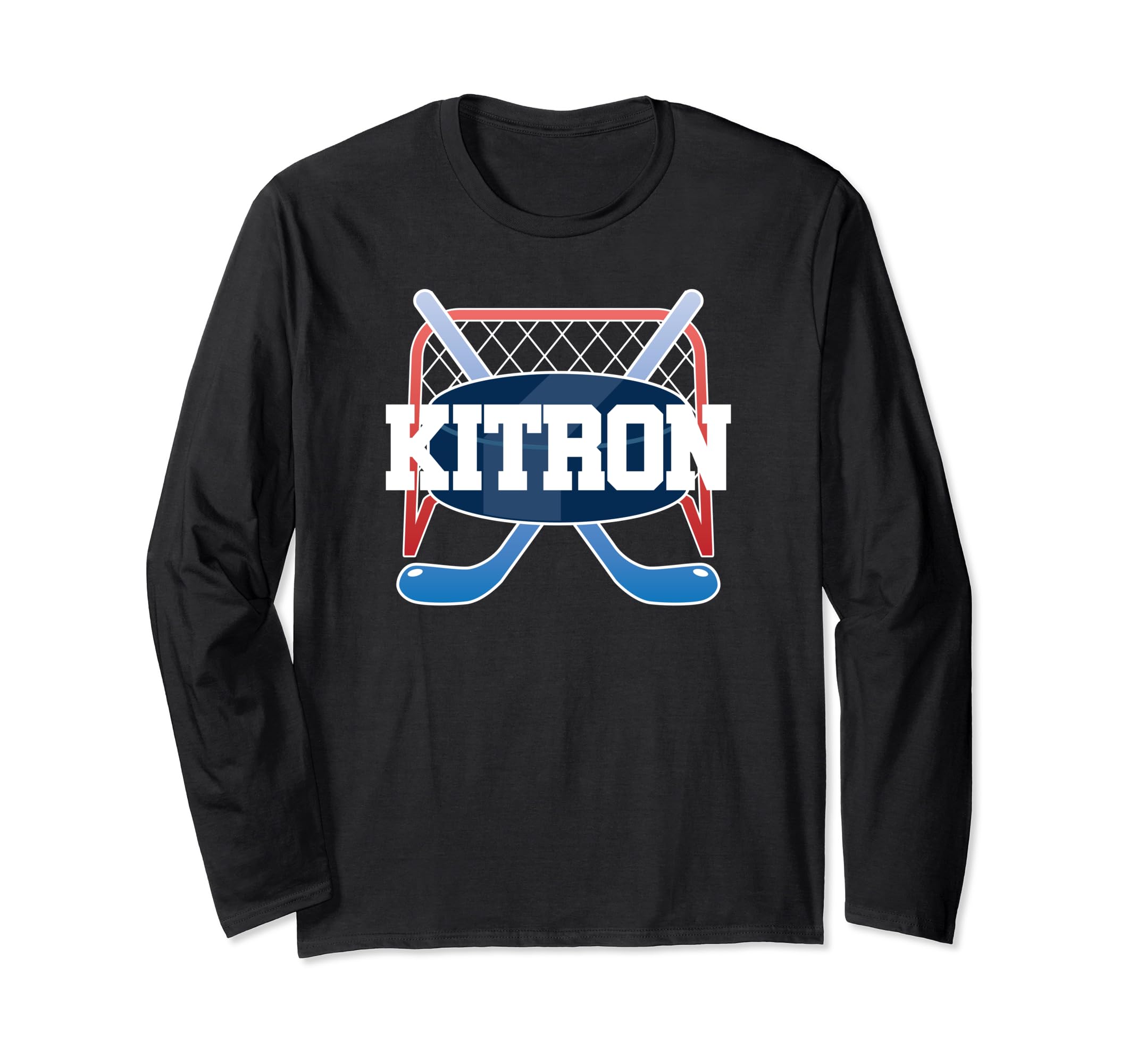 Kitron Name Boys Hockey Play Ice Rink Field Stick Puck Ball Long Sleeve T-Shirt