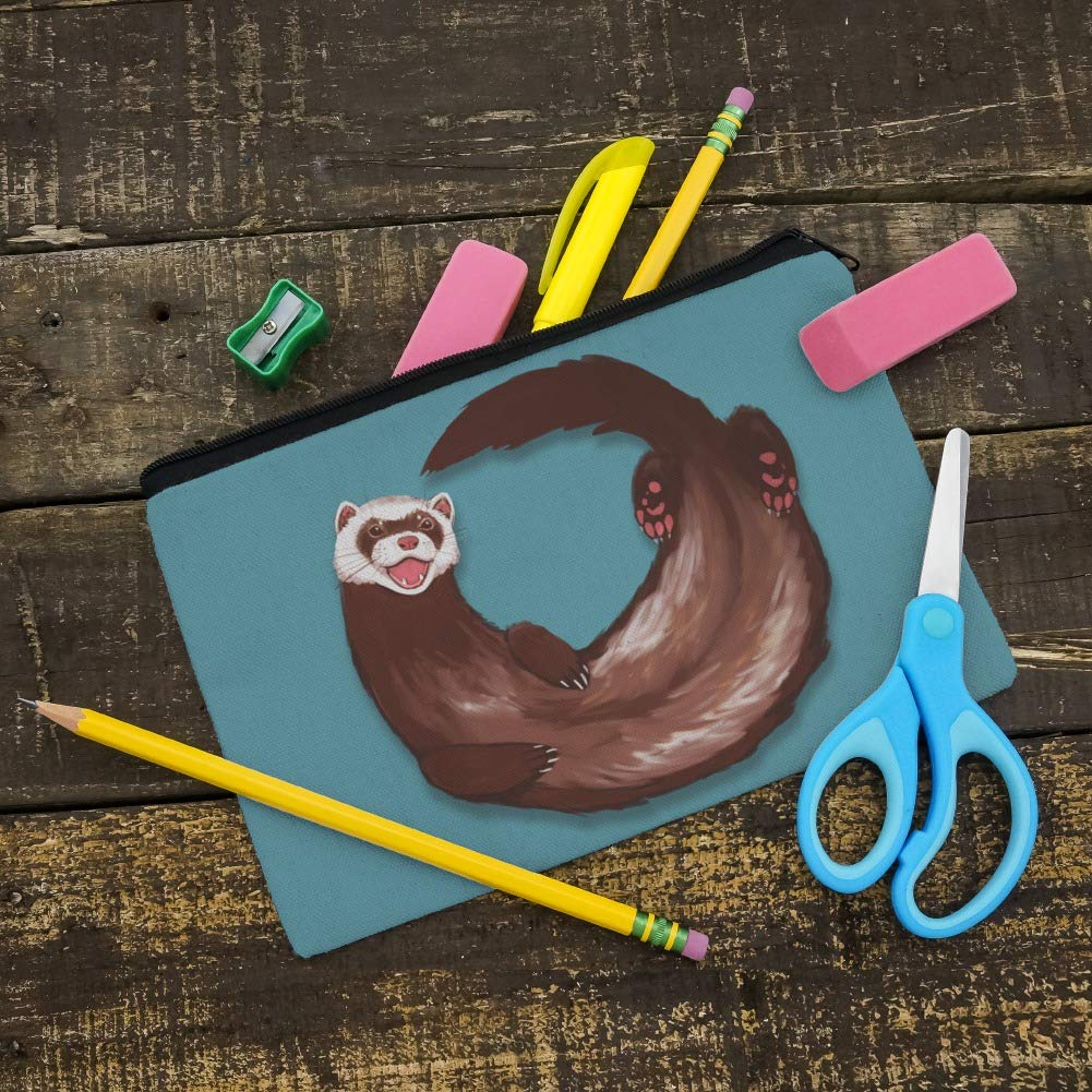 Happy Ferret Pencil Pen Organizer Zipper Pouch Case