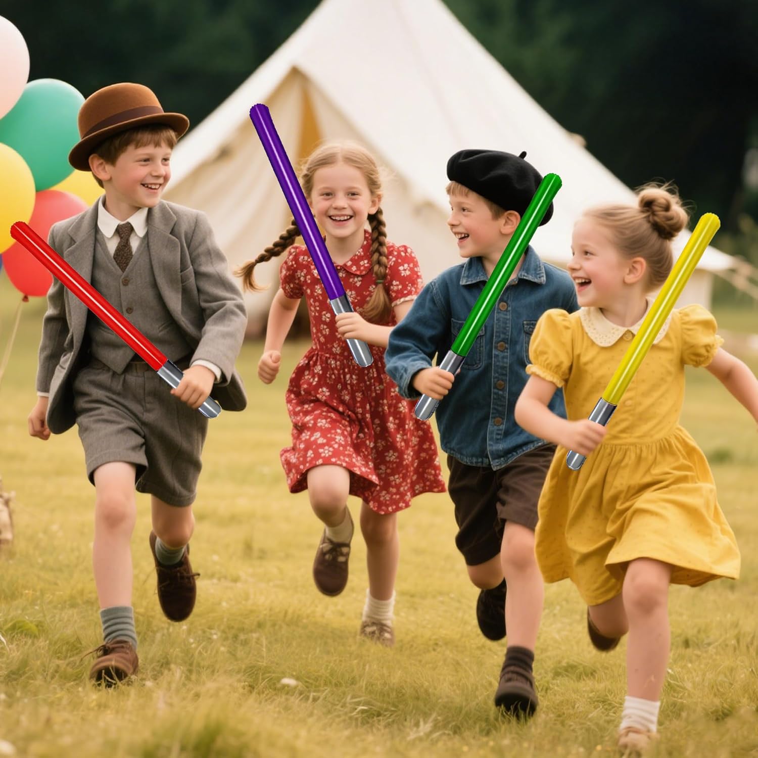 18-teiliges Set aufblasbare Spielzeugschwerter – 9 lebendige Farben, 35-Zoll aufblasbare Schwerter mit Luftpumpe – Perfekt für Party-Geschenk, Halloween, Rollenspiel & Kinder-Kostüm-Zubehör