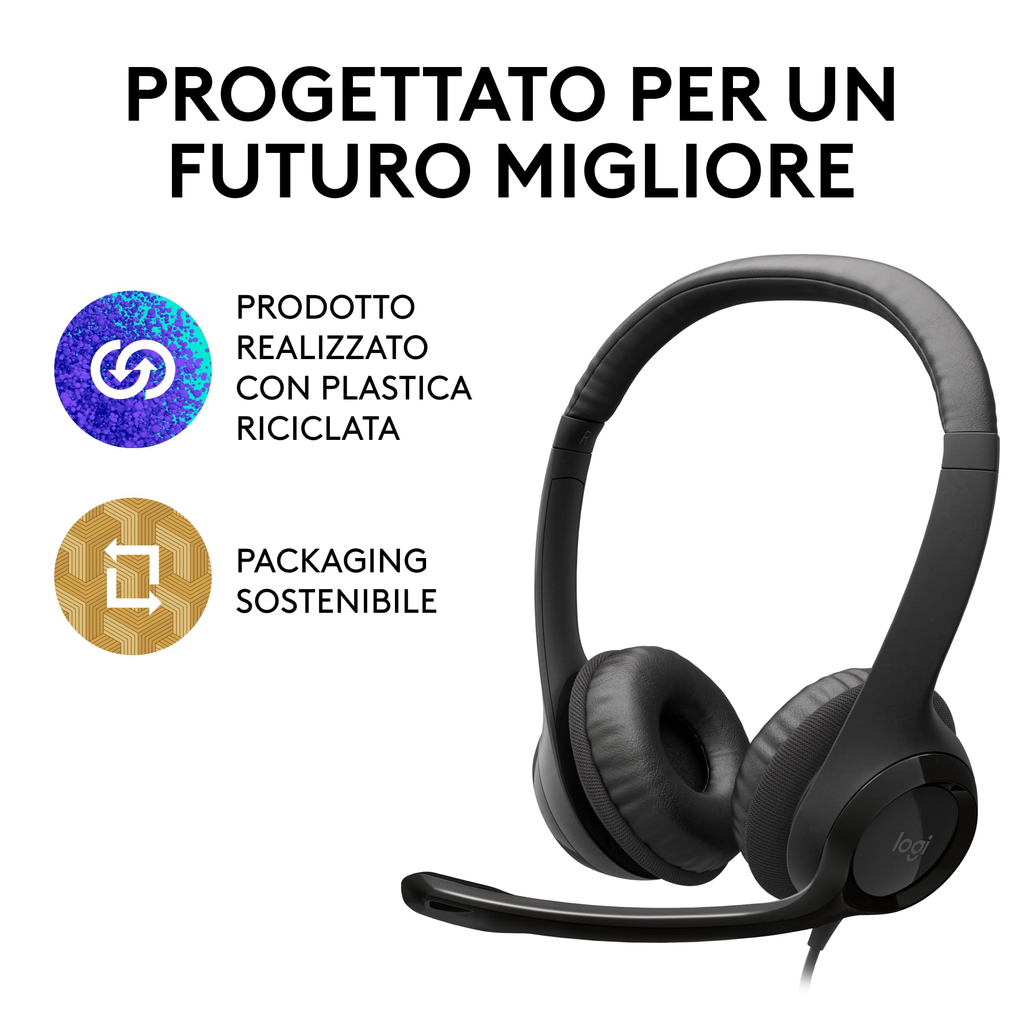 Logitech H390 Cuffie Cablate Stereo con Microfono Cancellazione Rumore USB Nero