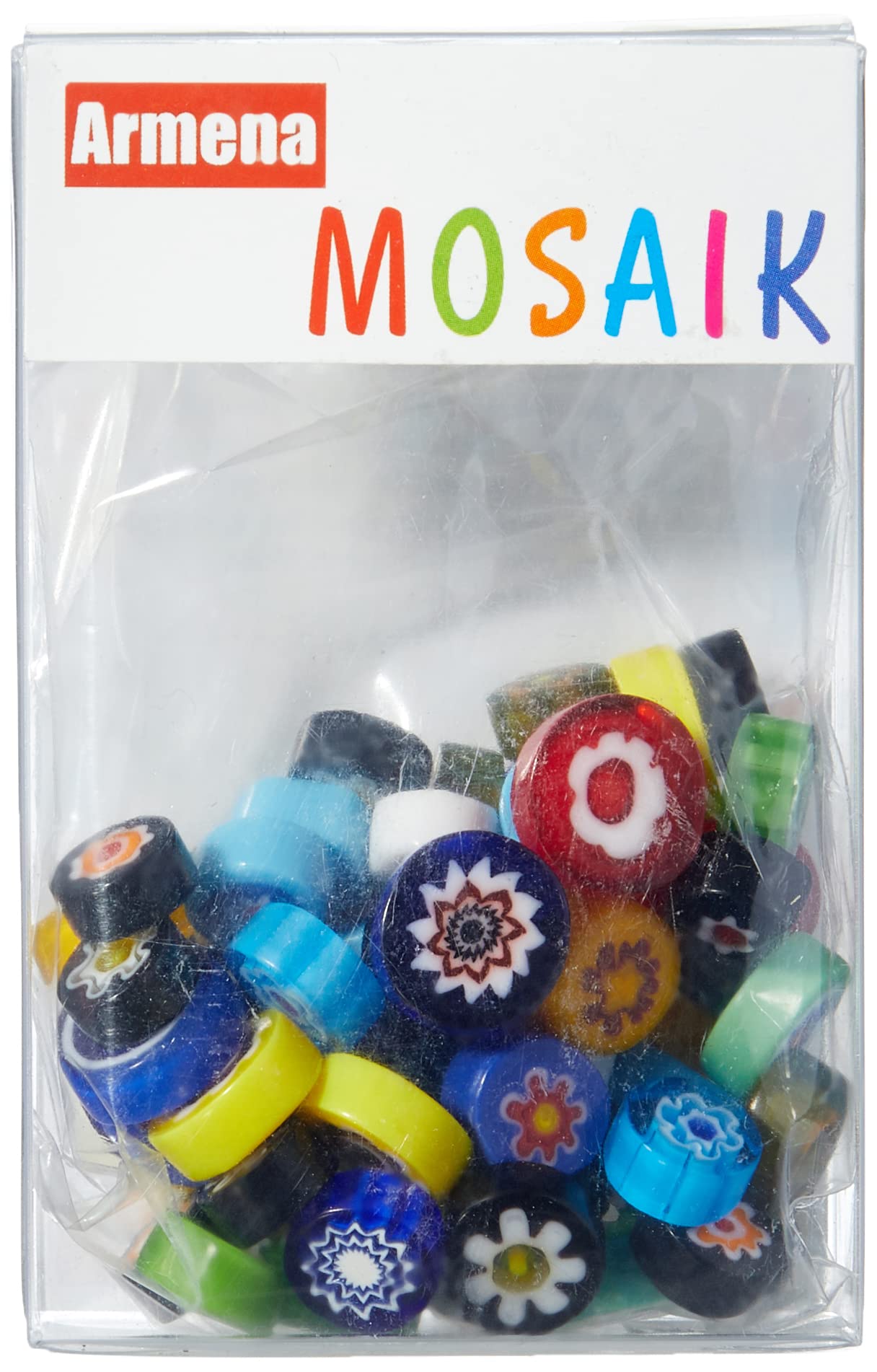 ArmenaMillefiori Glass Mosaic Stones Assorted Colours 7-10 mm 50 g (Approximately 55 Pieces)