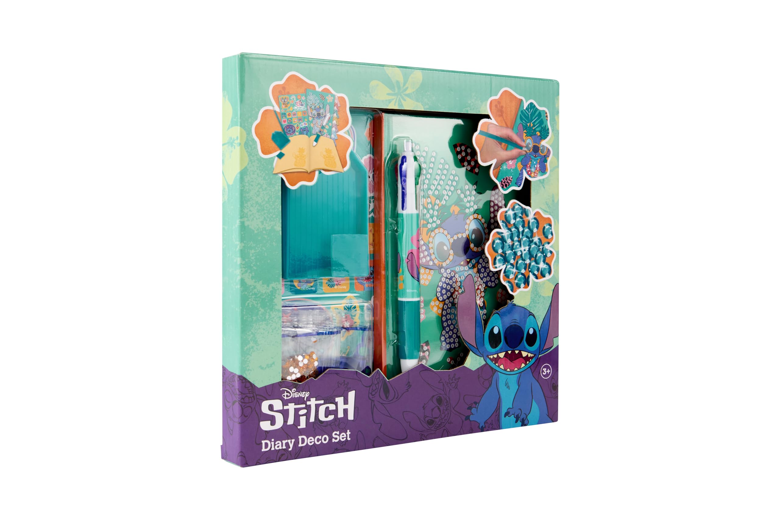 Set Diario Stitch per bambini | Kit Diamond Painting per bricolage dai 3 anni | Con adesivi e pietre glitterate | Regalo creativo per ragazze | Kit fai da te con diario, penna, adesivi e diamanti