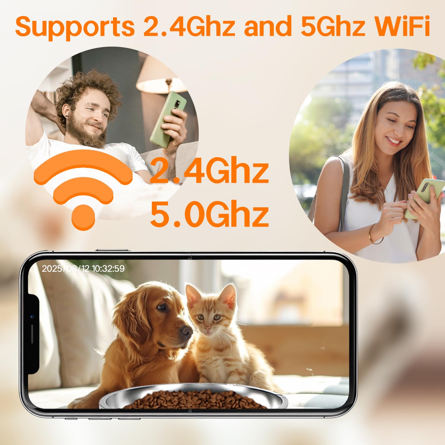 Automatic Cat Feeder with 2K Camera and Smart App, 6L Smart Pet Food Dispenser for Cats/Dogs, Timed Auto Control Meals, 2.4G / 5G WiFi, Auto Pet Feeder for Cats and Dogs, Easy Clean