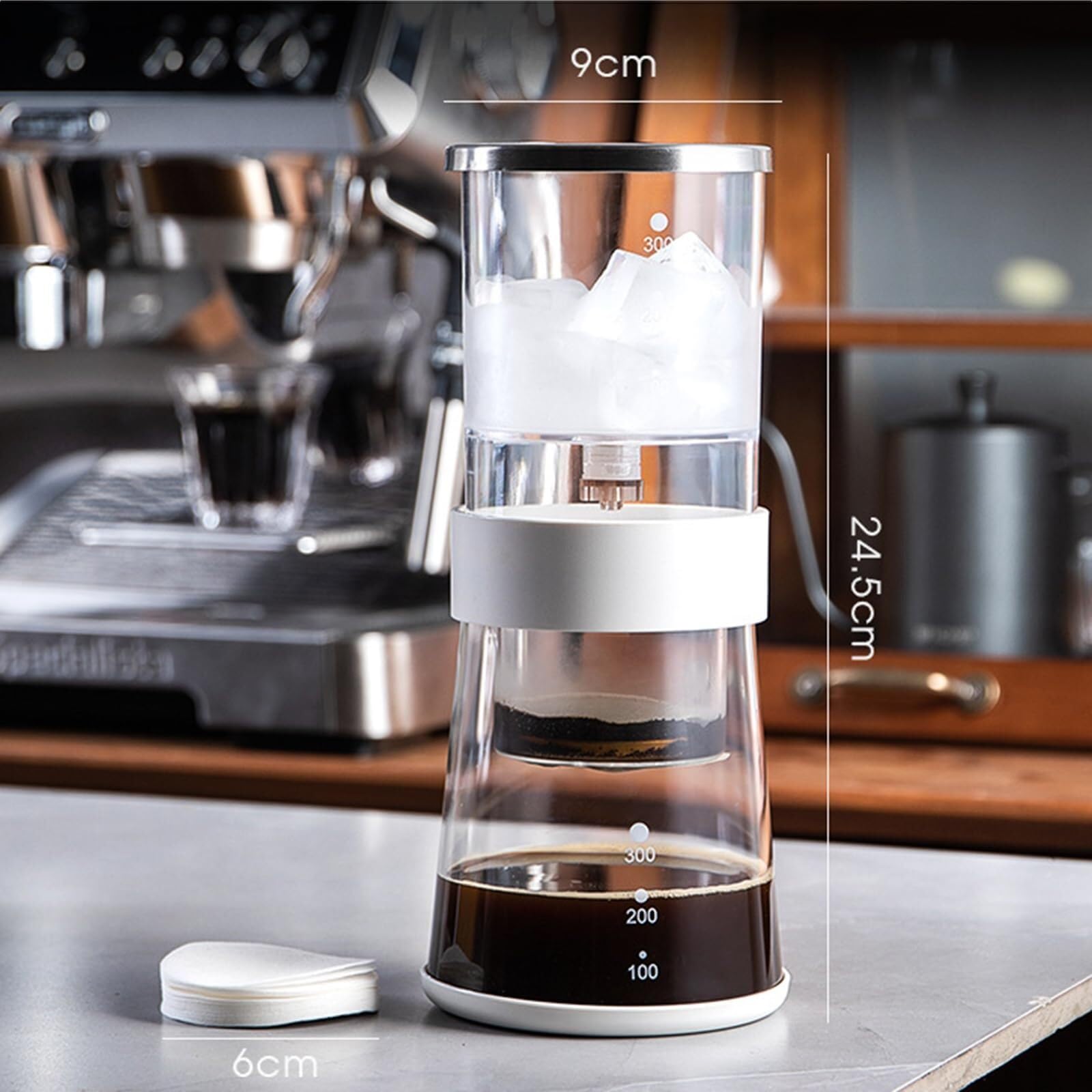 Cafetera de Goteo para café frío, cafetera de Goteo Lento, con Velocidad de Goteo Ajustable, Filtro de Acero Inoxidable, Jarra de Vidrio de 600 ml, Regalo para Amantes del café
