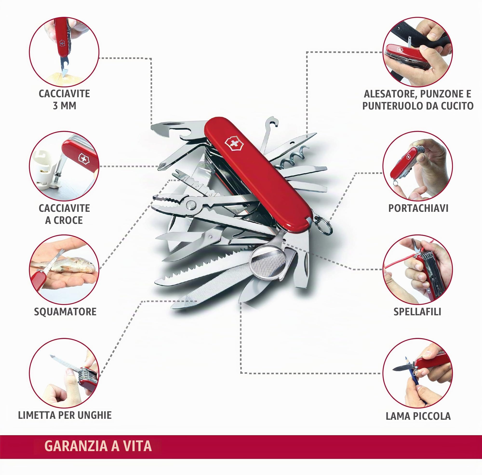 Victorinox Swisschamp, Coltello colore: Rosso & V4.0521.1 Unisex – Adulto, Rosso, S