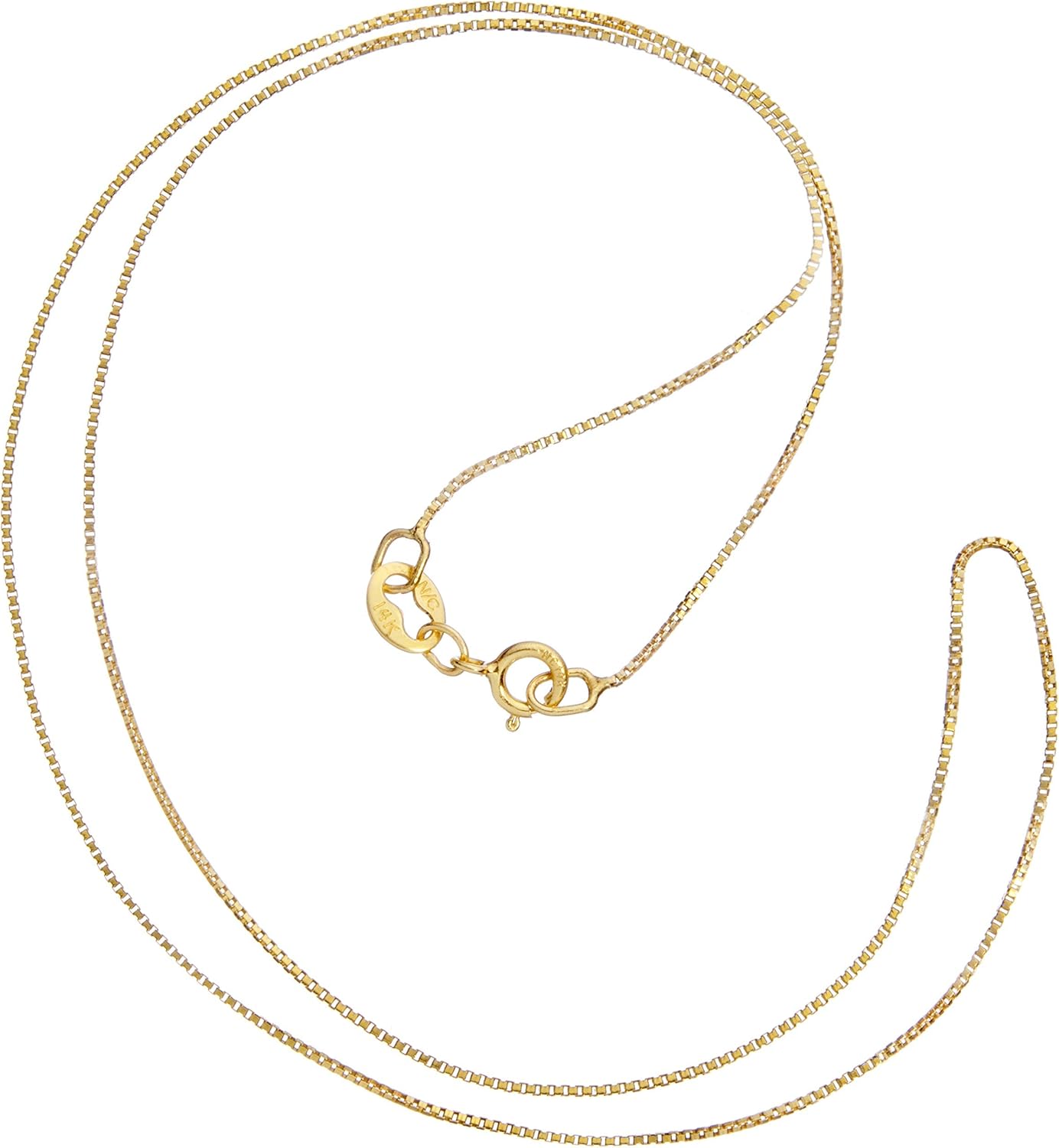 Everyday Elegance 14K Solid Yellow Gold Box Link Chain and Round Magnetic Clasp Converter | 14 Inch Length | .60mm Thick |Spring Ring, 1 Clasp | With Gift Box