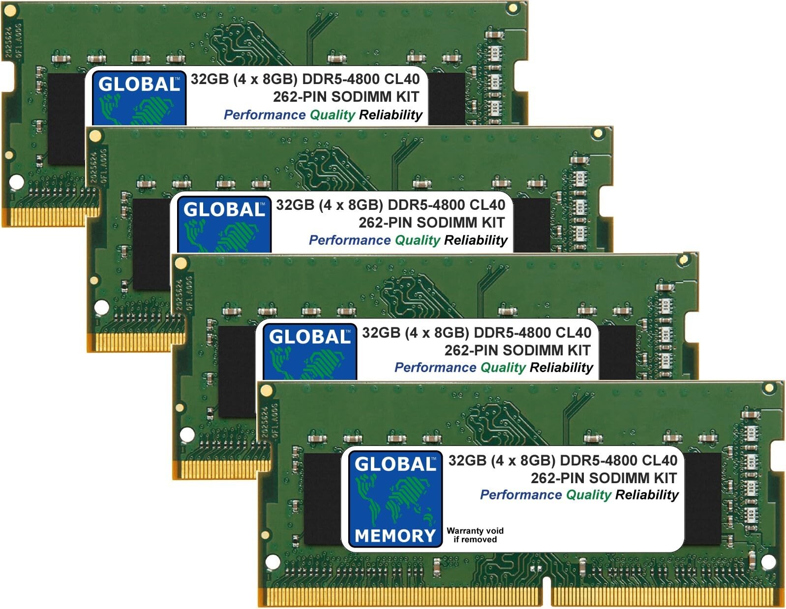 32 GB (4 x 8 GB) DDR5 4800 MHz PC5-38400 262-pinowy zestaw pamięci RAM SODIMM kompatybilny z laptopami/notebookami