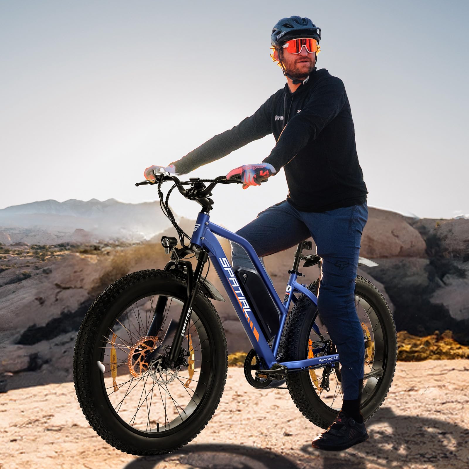 SPATIAL Bicicleta Eléctrica Montaña de 26" con Neumáticos Anchos de 4.0" y Batería de 48 V 13Ah y 624 WH