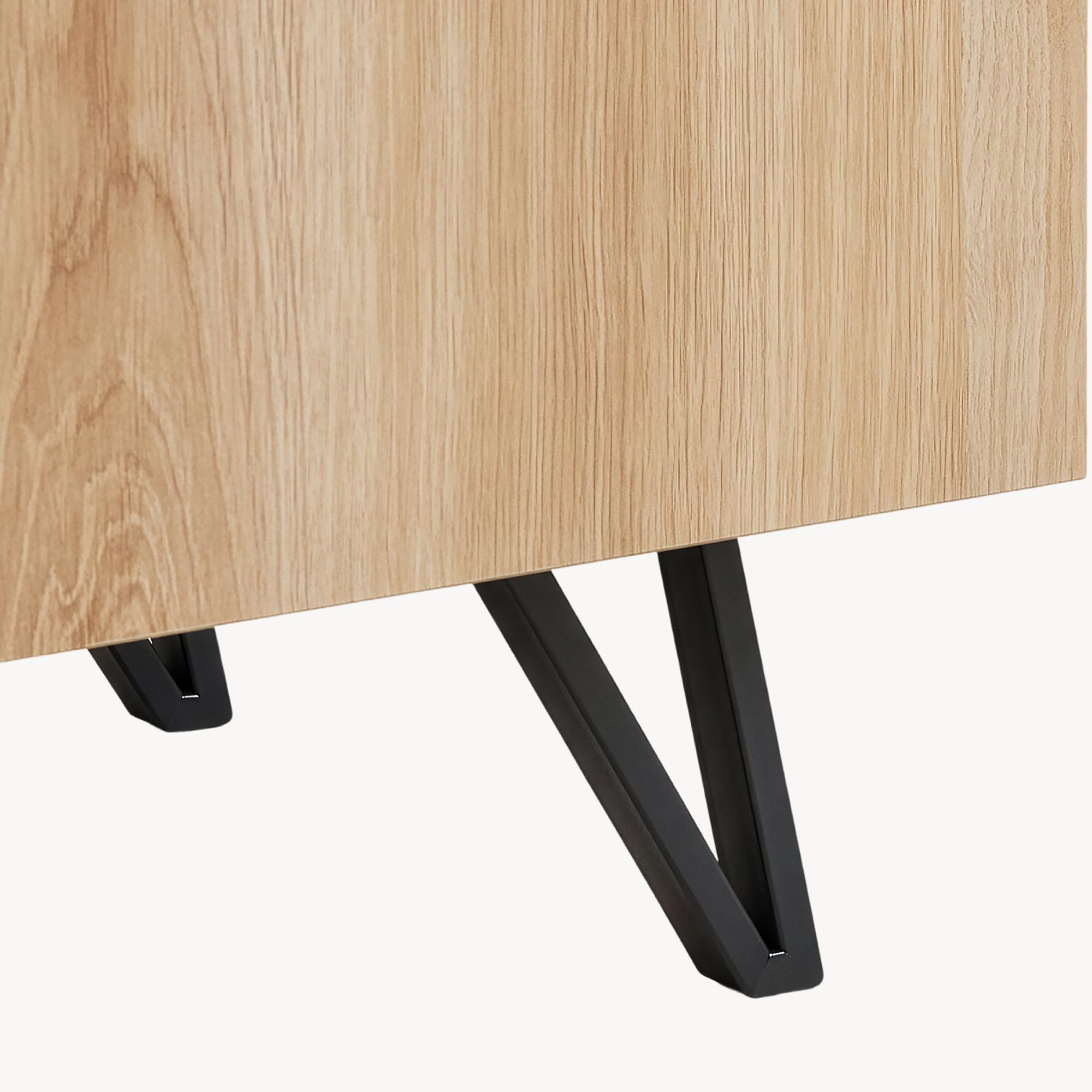 [en.casa] Aparador para Salón Noppen Aparador Multiusos con 2 Cajones 2 Compartimentos con Puertas y 3 Compartimentos Abiertos Mueble Auxiliar para Comedor Oficina 100 x 120 x 38 cm - Efecto Roble