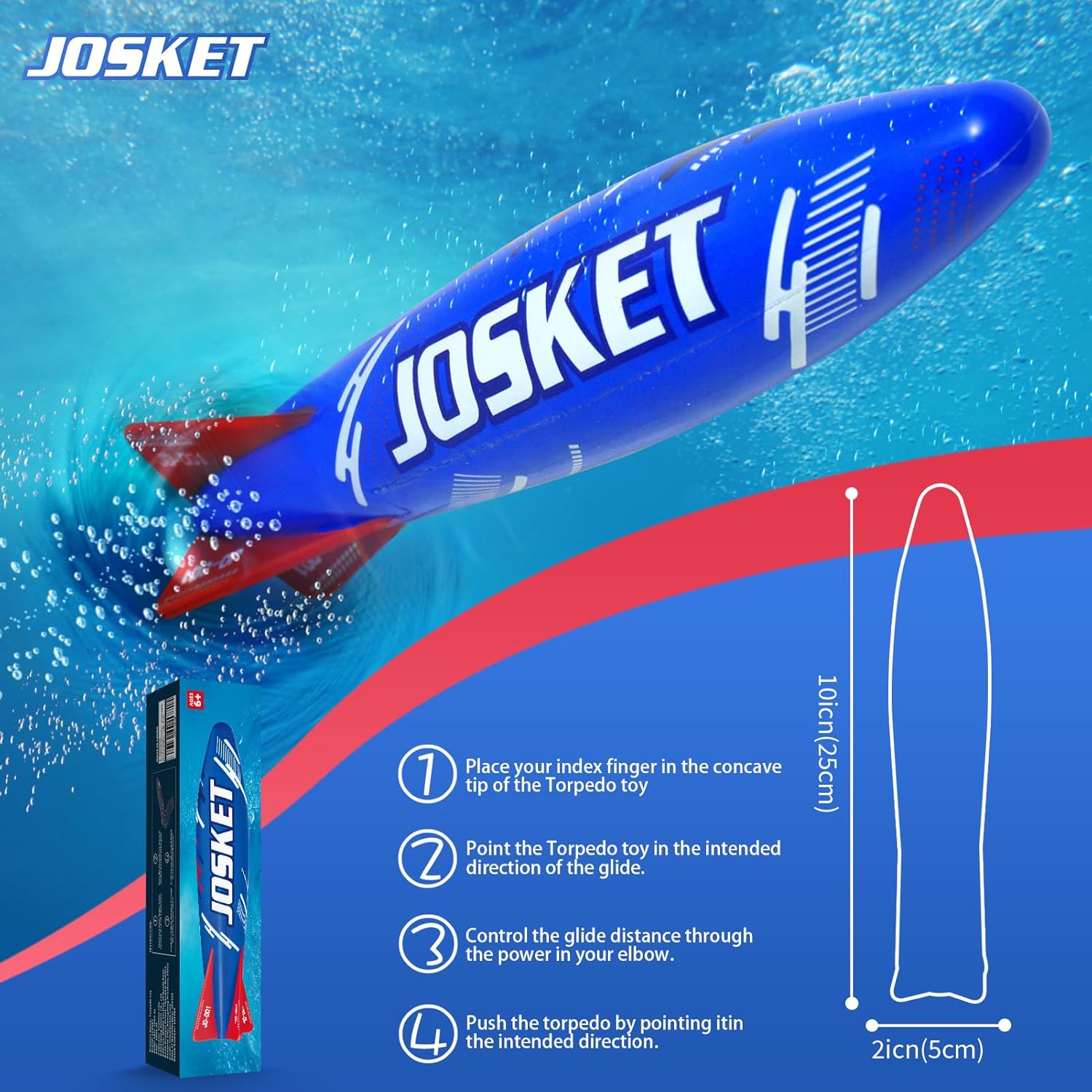 10" Underwater Diving Toys Pool Torpedo Toys Swimming Throwing Torpedo Bandits Water Rockets Training Dive Toys