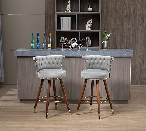 Juego de 2 taburetes de bar giratorios de terciopelo, modernos taburetes de bar de altura de mostrador con rotación de 360, taburete de comedor alto disponible en Yaxa Costa Rica