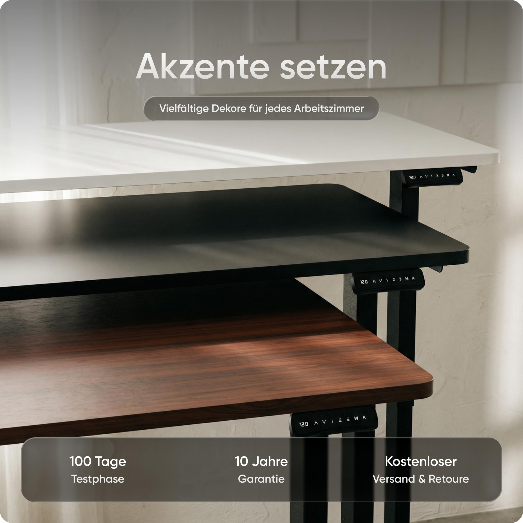 Tischplatte 180x80 cm (Schwarz) - Kratzfeste Schreibtischplatte 25 mm mit Melaminbeschichtung, langlebige und robuste Arbeitsplatte für höhenverstellbare Büro-Schreibtische und Esstische
