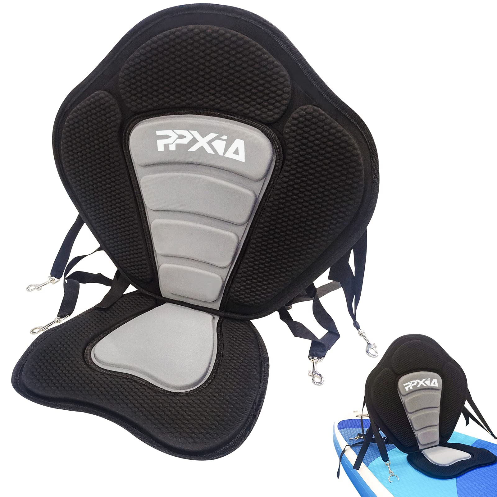 Silla de kayak universal desmontable ajustable - Accesorio para tabla SUP Tabla de pie de paddle board Asiento acolchado 32x38cm, reposabrazos 51x45cm - Compatible con kayak, botes de remo
