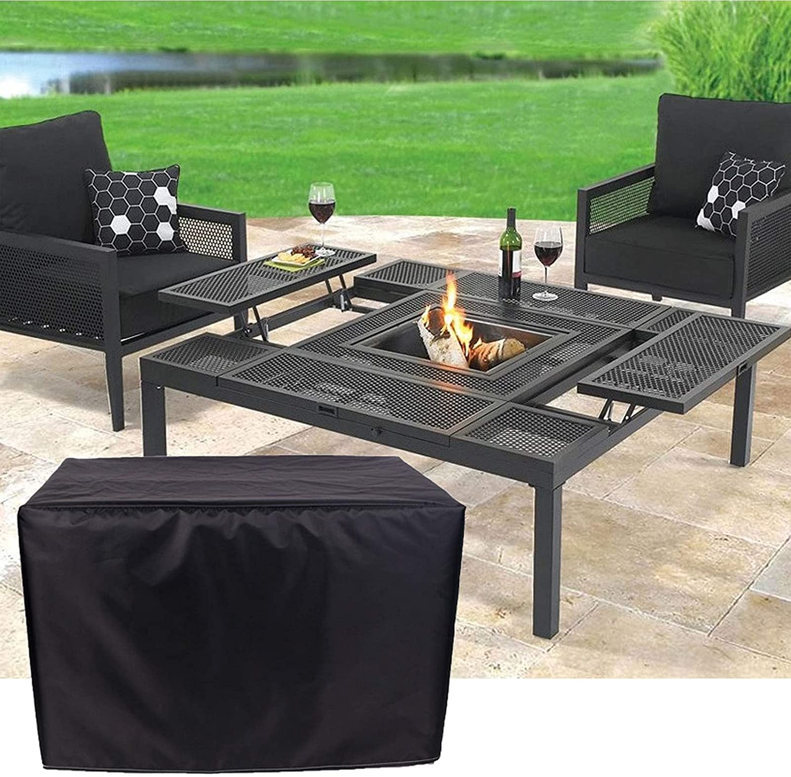 IQOAIJ Funda Protectora para Muebles de jardín, Cubierta de Tejido de poliéster, Impermeable, protección contra Rayos UV, para Mesa de Patio y sillas,242x162x100cm