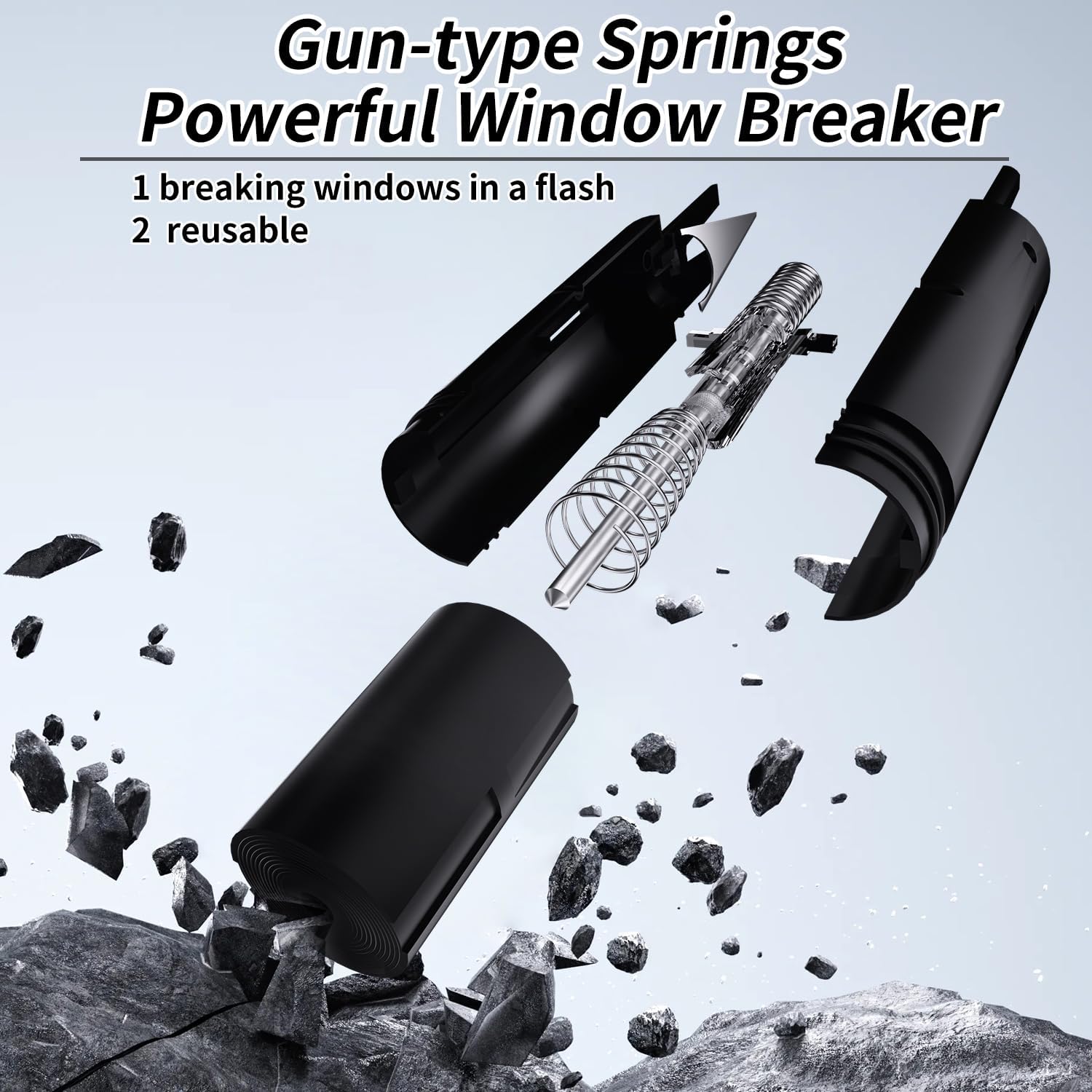 YONGMING Emergency Car Seatbelt Cutter and Glass Window Breaker,2-in-1 Portable Multifunctional Safety Hammer Kit and Rescue Car Window Punch Breaker Escape Tool with Tempered Glass,Pack of 4