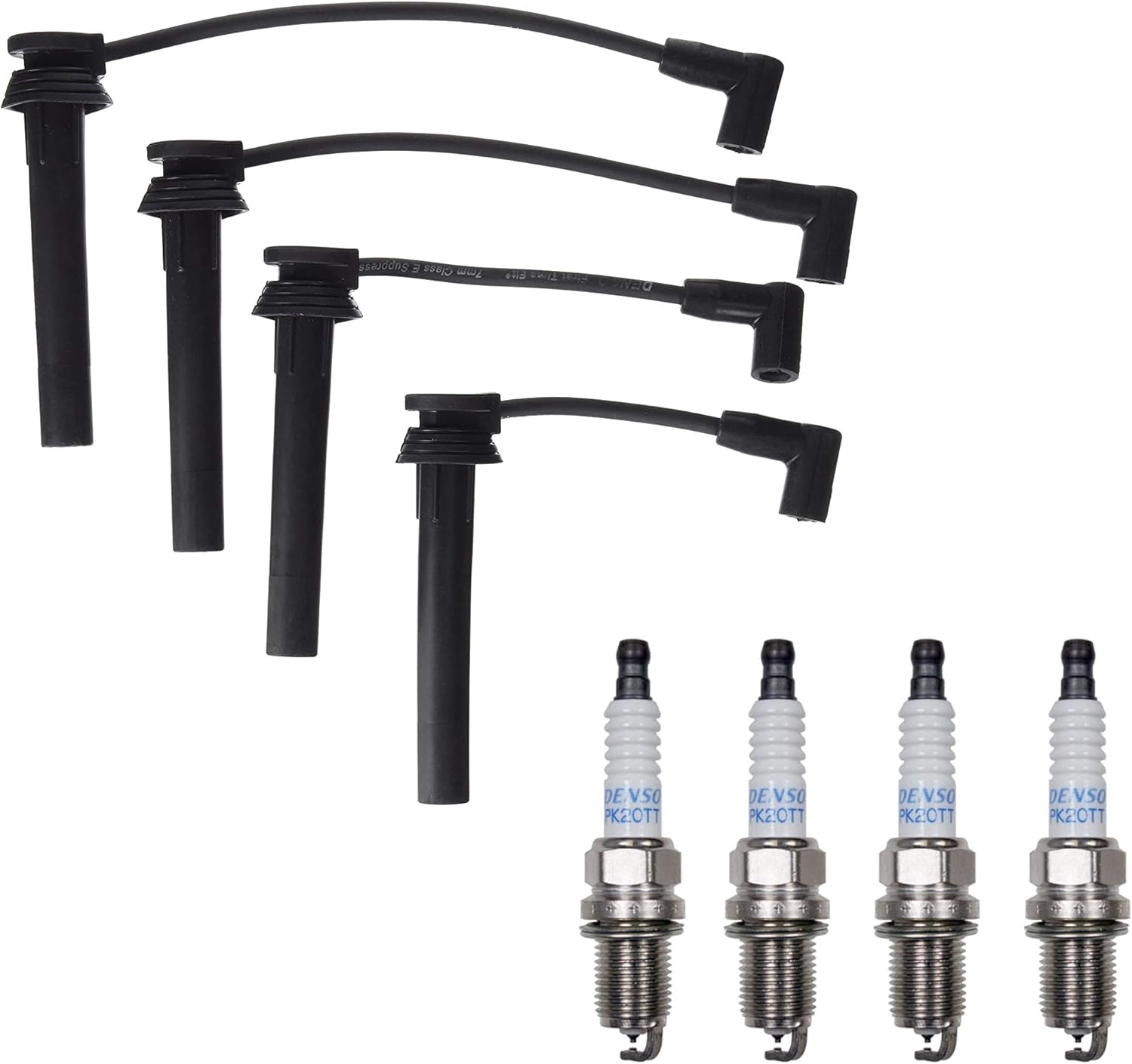 Denso Wire Set 7mm & 4 Platinum TT Spark Plugs 0.040 Kit For Mini Cooper 1.6 L4