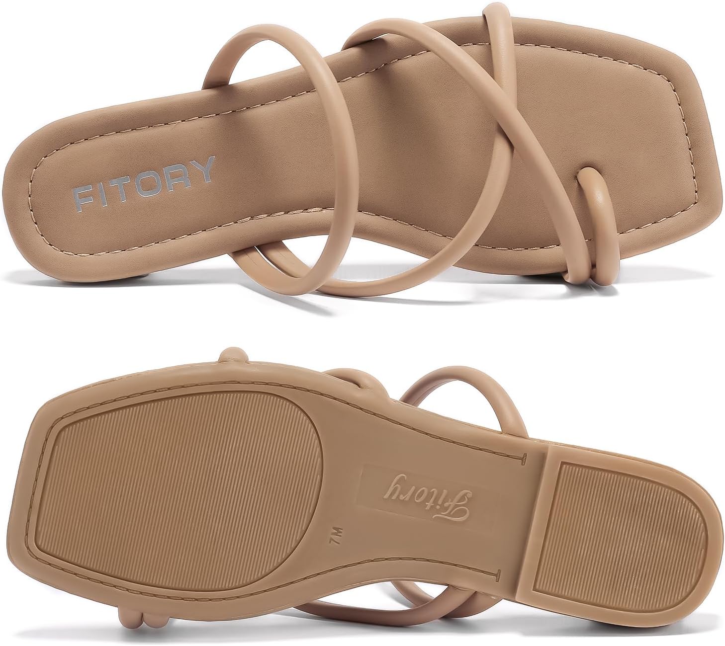 FITORY Women’s Slide Sandals Flat Toe Ring Thongs with Cross Strap for Summer Size