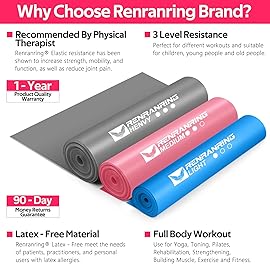 Resistance Bands for Working Out, Exercise Bands for Physical Therapy, Stretch, Recovery, Pilates, Rehab, Strength Training and Yoga Starter Set