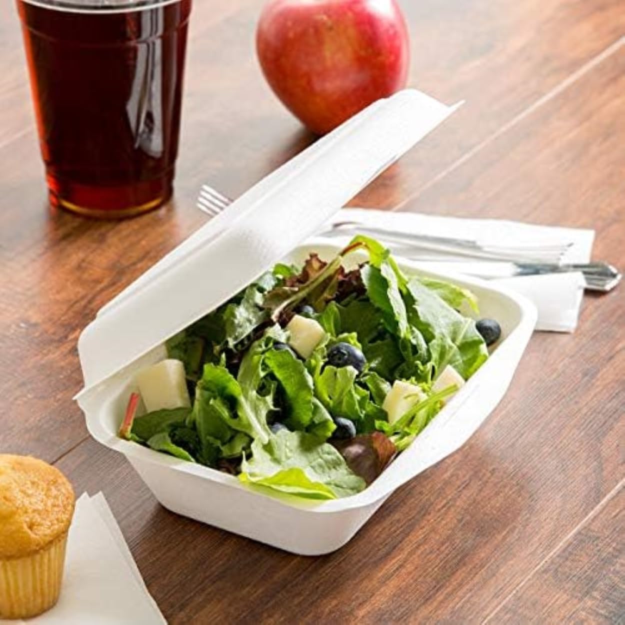 HOT BARGAINS Bagasse Snack Box 7.5 x 6 inch Single Compartment Container, Pack of 400, White, Biodegradable