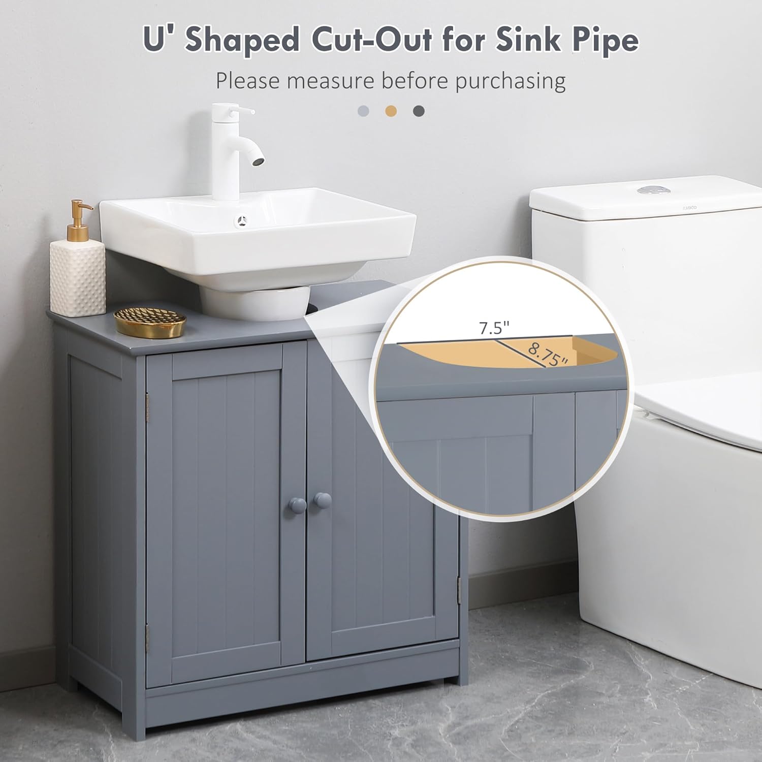 Generic Pedestal Sink Bathroom Cabinet with 2 Doors, Under Sink Storage, Adjustable Shelf, White, 23.5" L x 11.75" W x 23.5" H